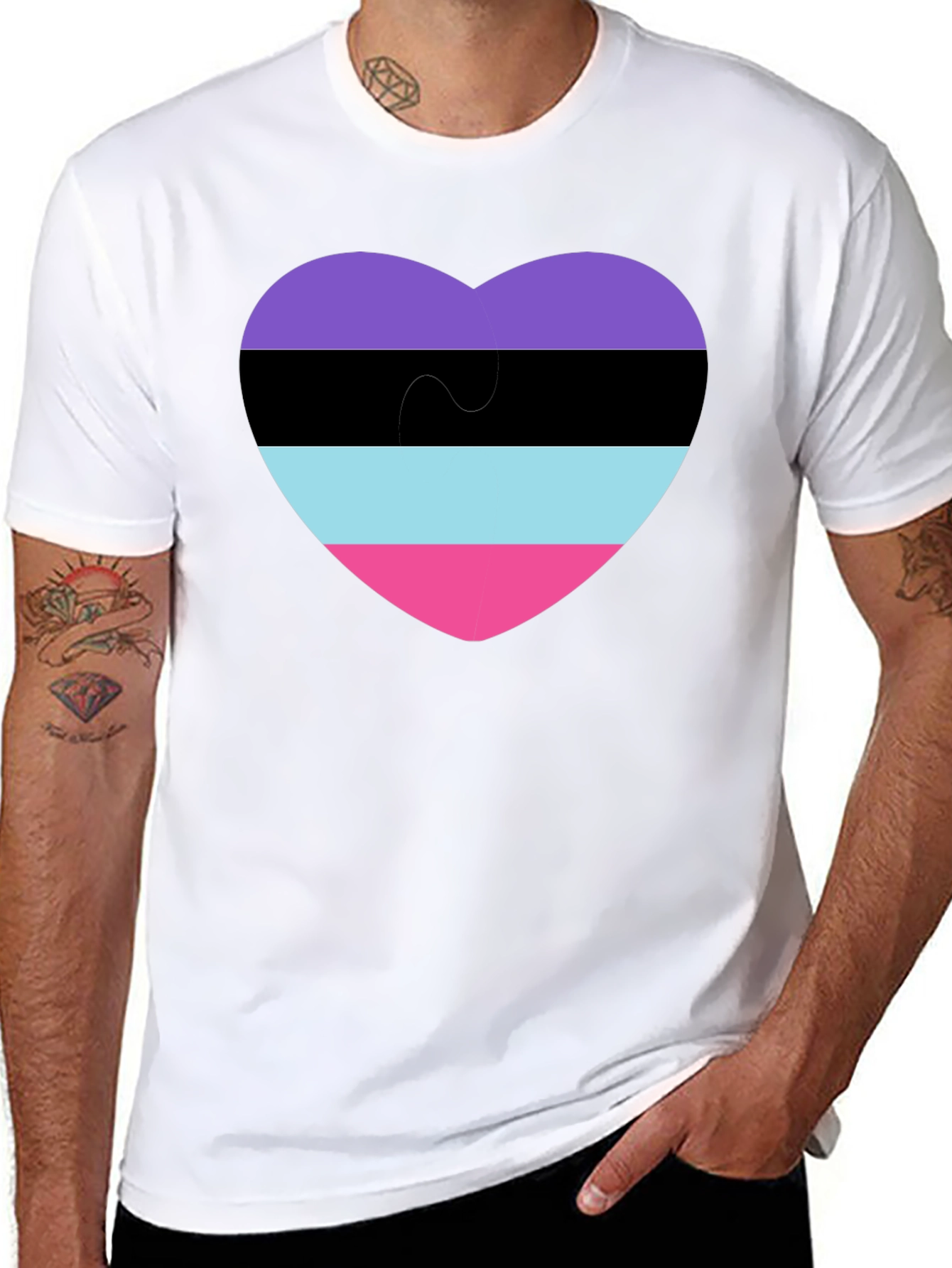 Black Omnisexual Pride Heart T-Shirt - Black view 8