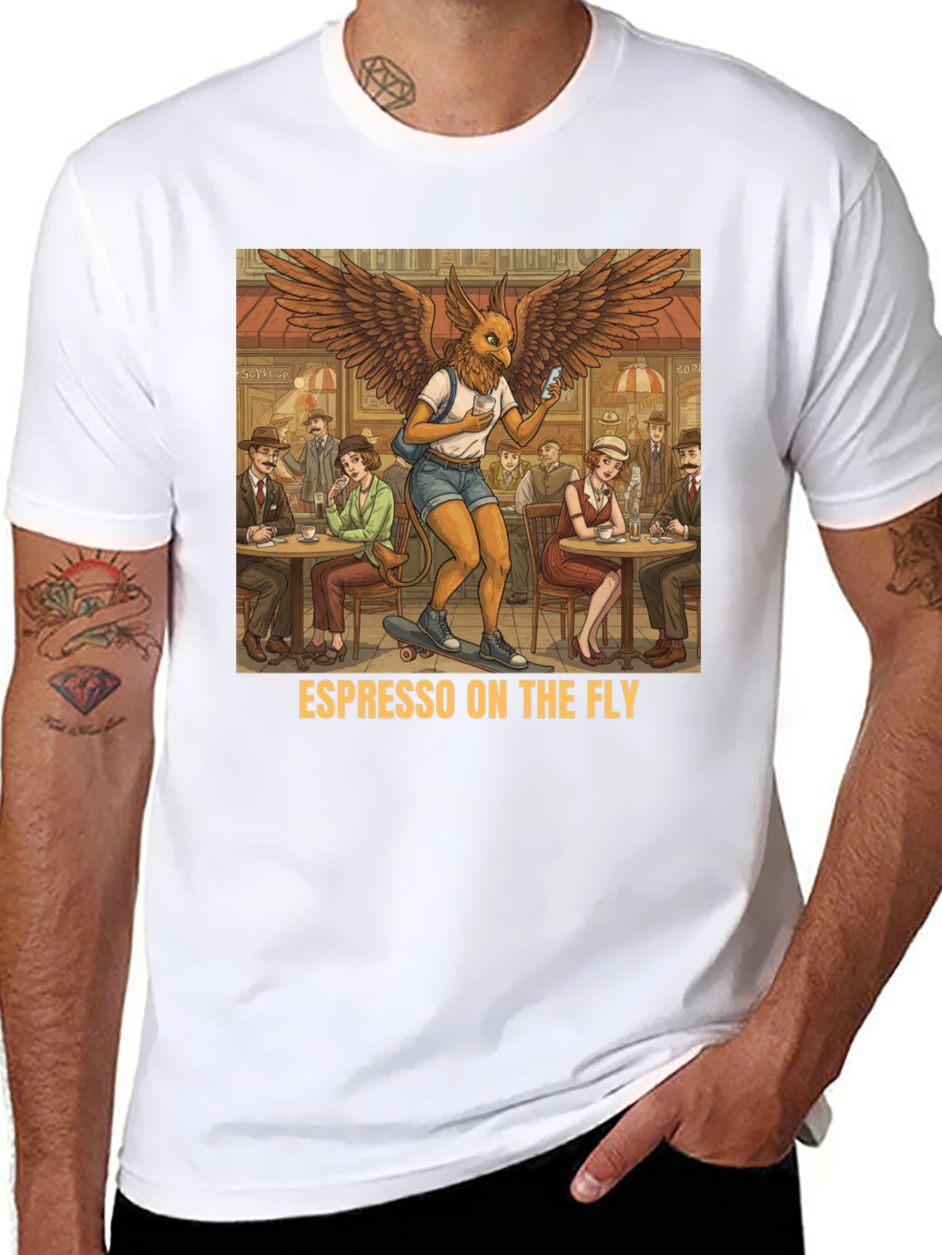 Black Espresso On The Fly T-Shirt - Quirky Graphic Tee view 8