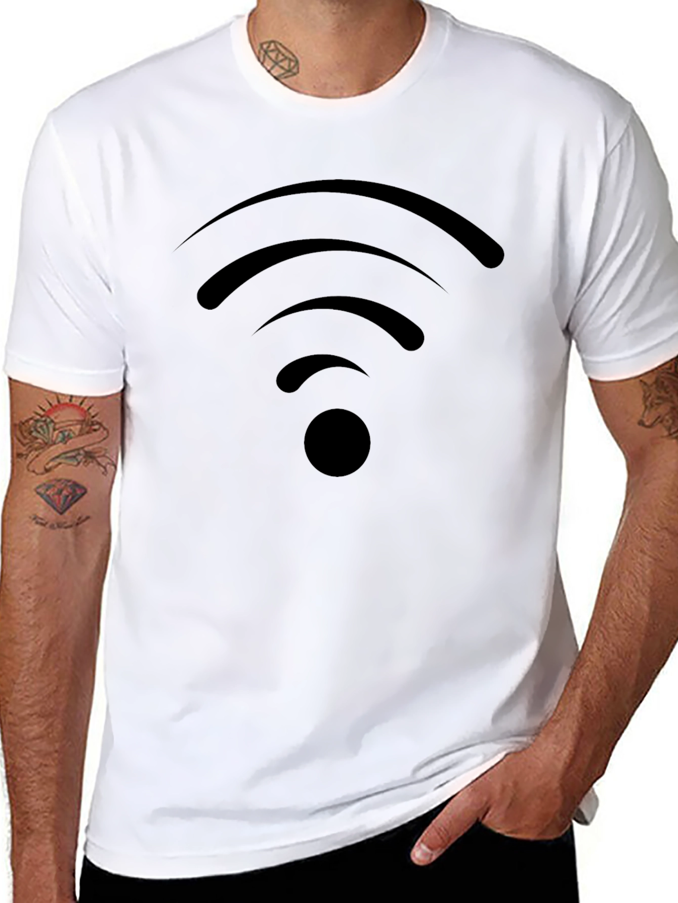 Black Wireless Icon Black T-Shirt - Stay Connected in Style view 8