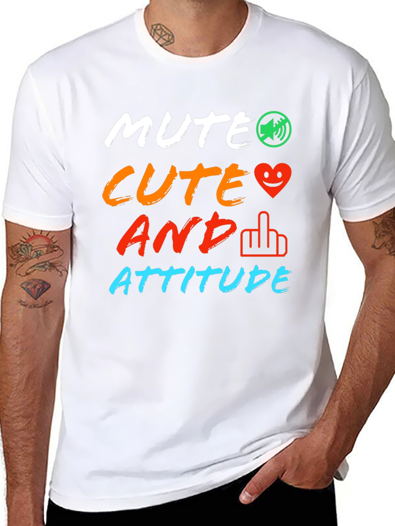 Black Mute Cute And Attitude Graphic Tee - Trendy Sarcastic T-Shirt view 8