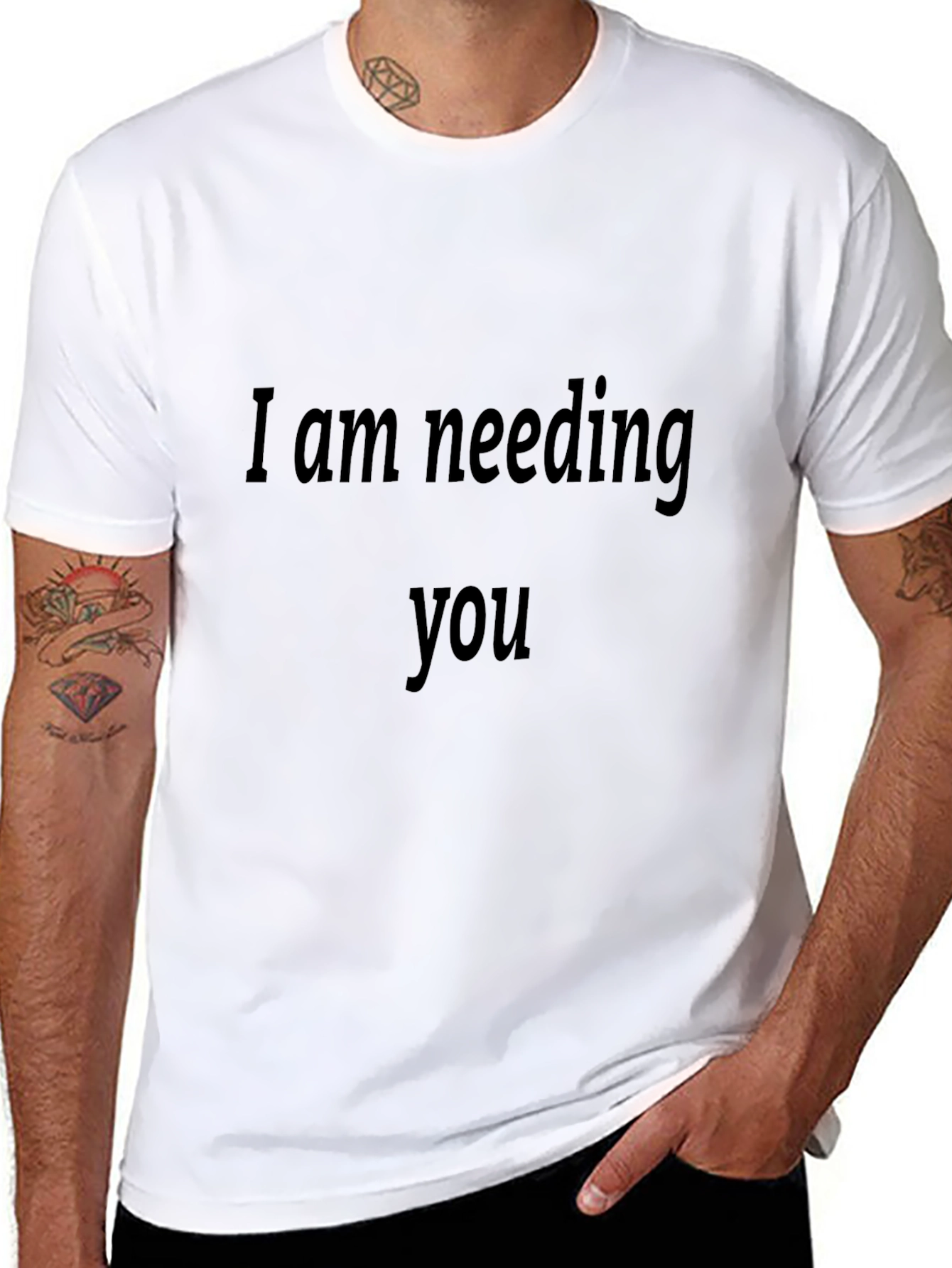 Black Expressive Black T-Shirt - I Am Needing You view 8