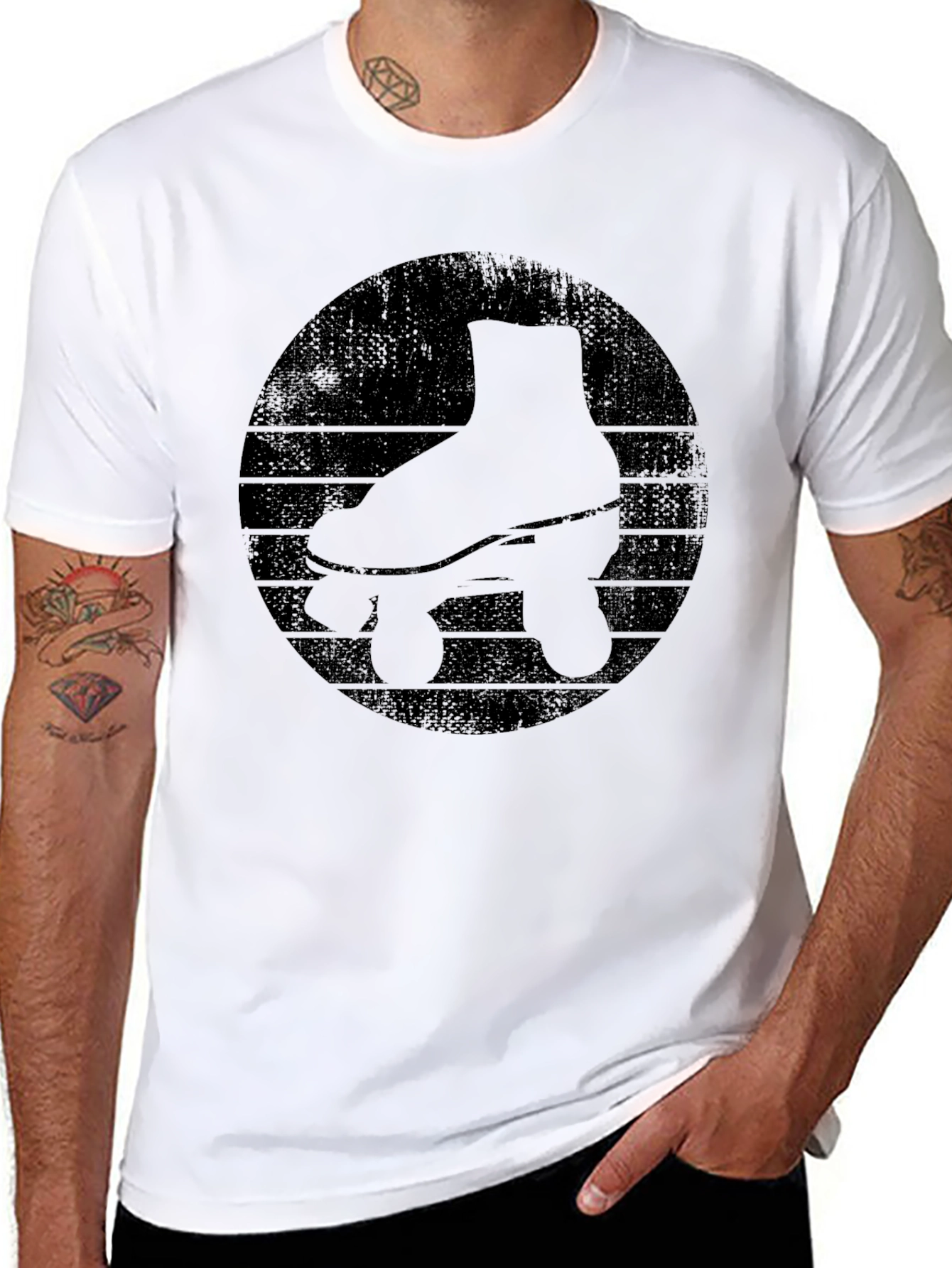 Black Retro Roller Skate Graphic Tee - Black view 8