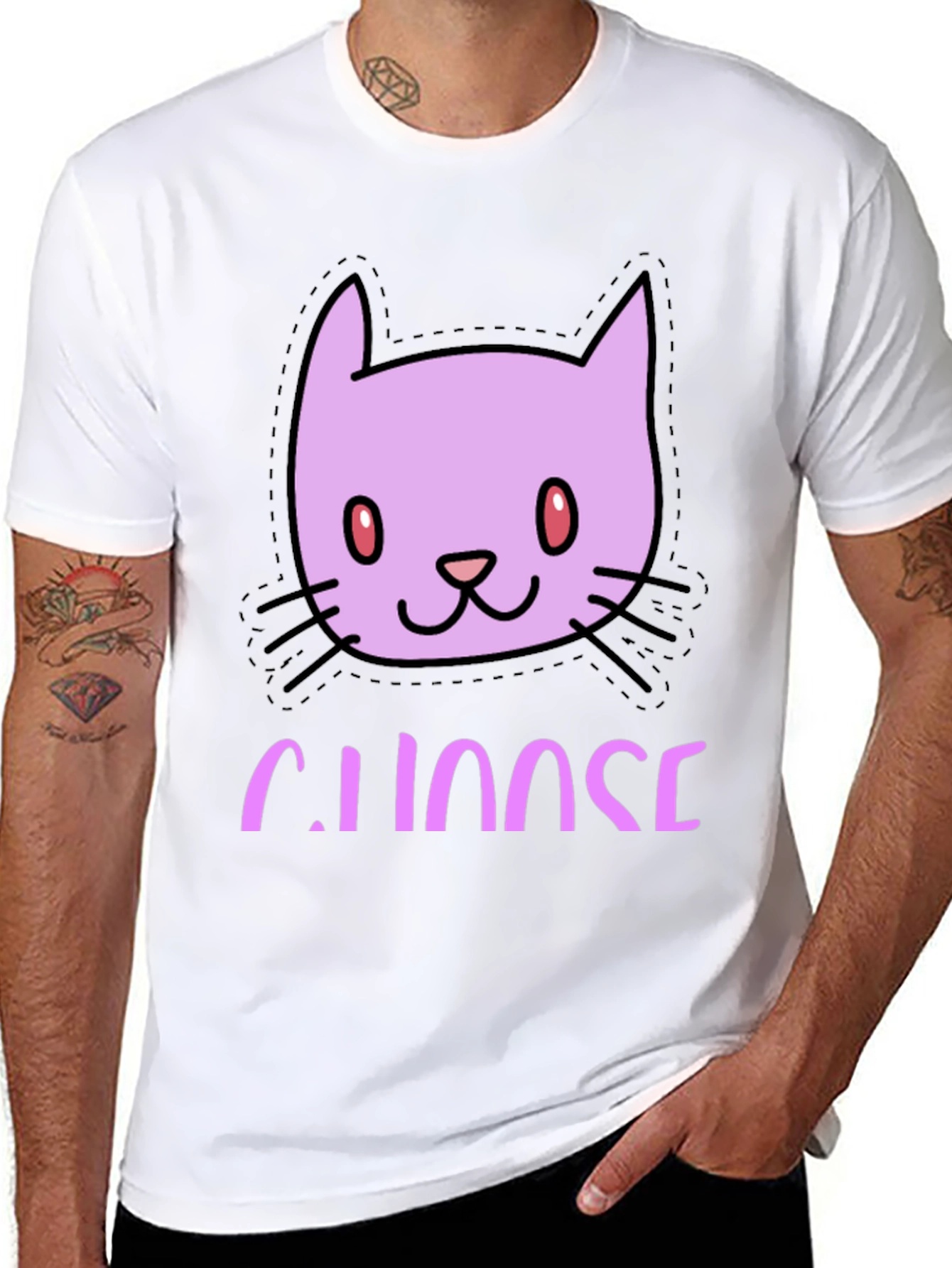 Black Cute Cat Face Tee - Choose Your Style! view 8