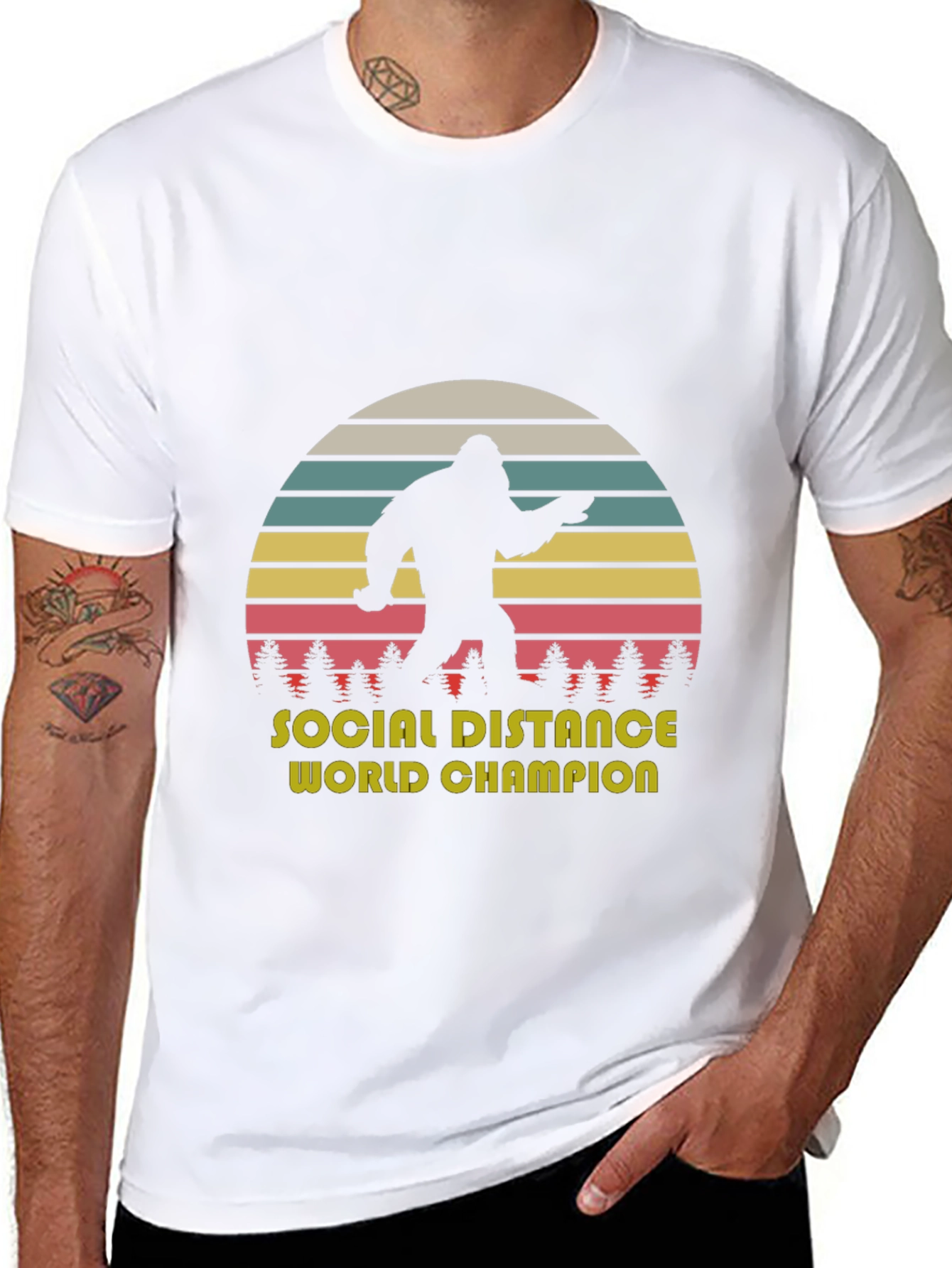 Black Social Distance World Champion T-Shirt view 8
