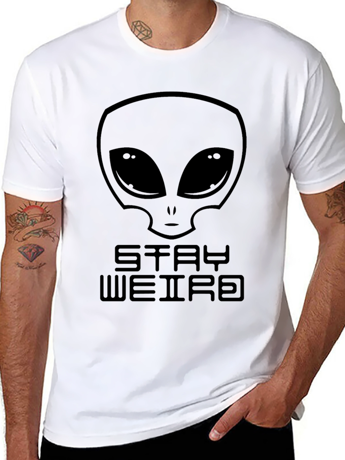 Black Stay Weird Alien T-Shirt - Black Graphic Tee view 8