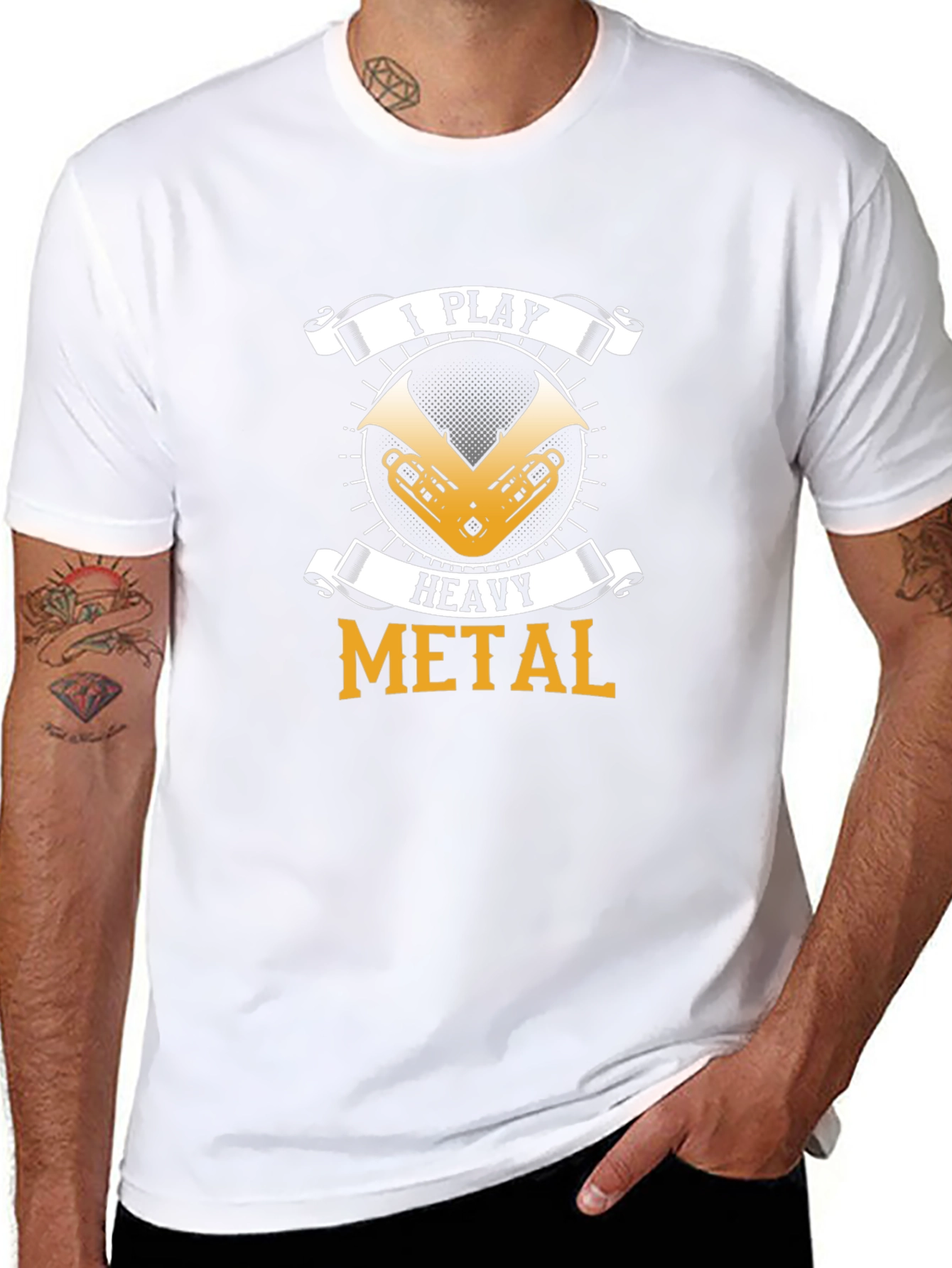 Black I Play Heavy Metal T-Shirt view 8