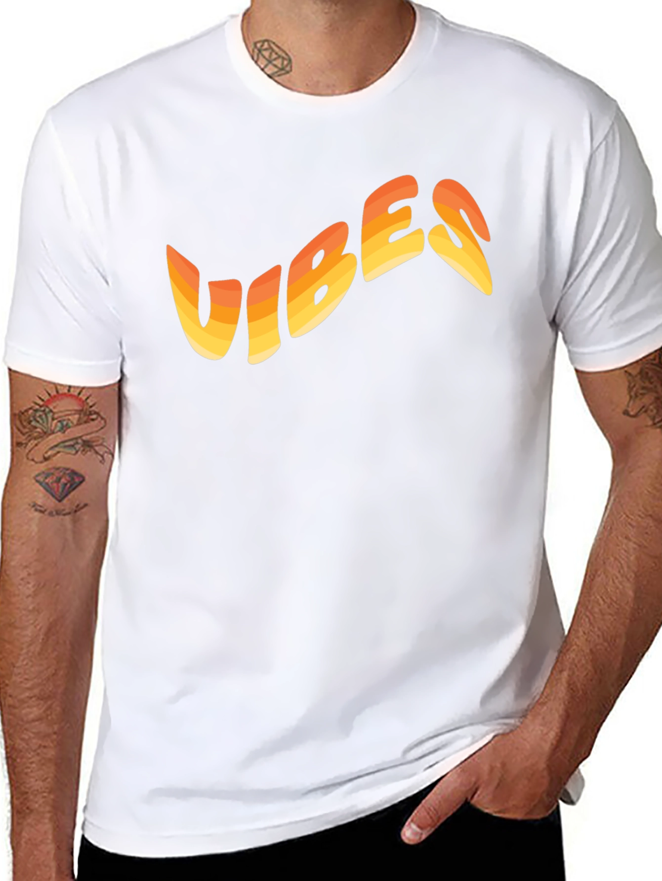 Black Vibes Graphic Print Black T-Shirt view 8