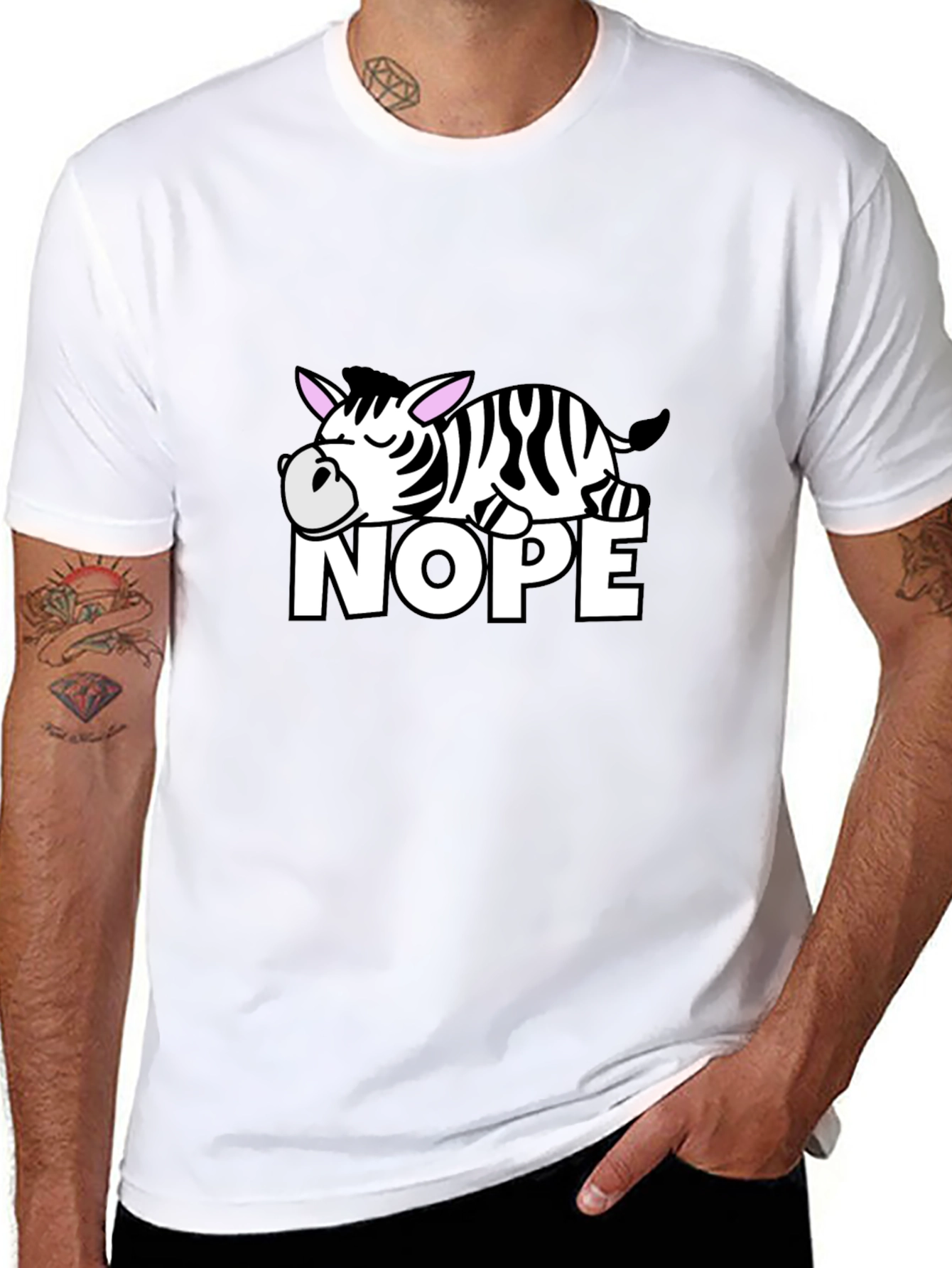 Black Nope Zebra Graphic T-Shirt - Lazy Animal Tee view 8