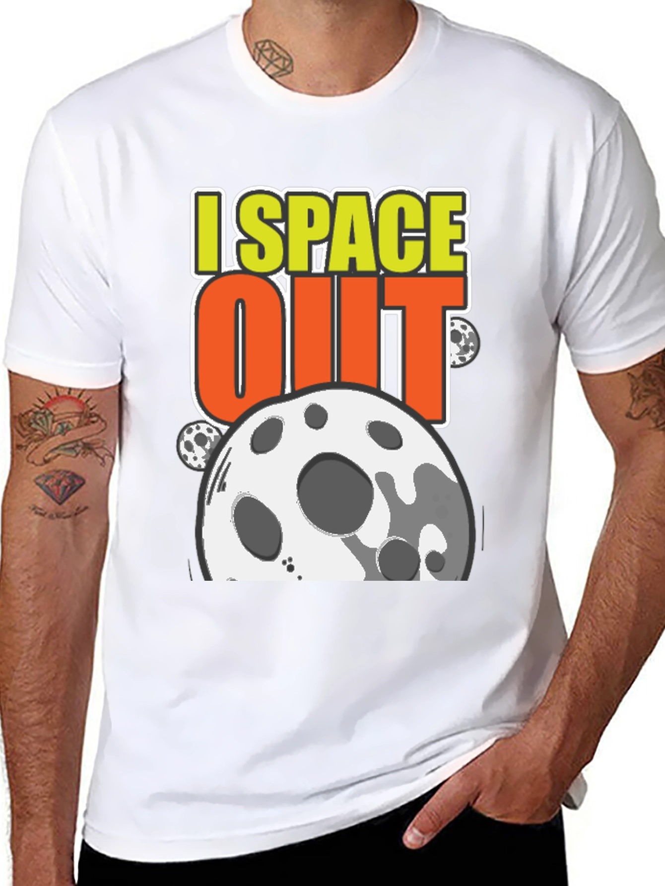 Black I Space Out T-Shirt - Black Cotton Blend view 8