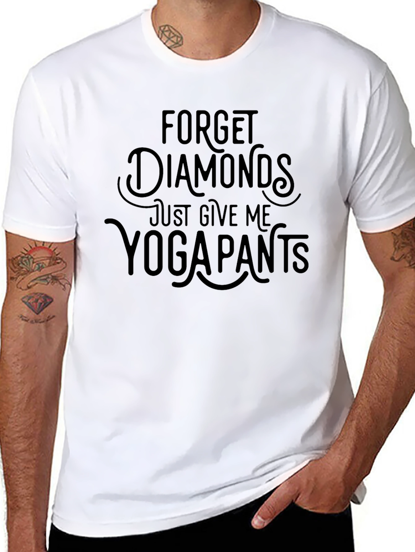 Black Funny Yoga Pants Graphic T-Shirt view 8