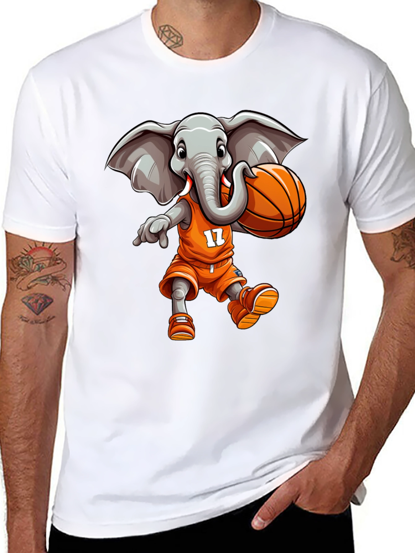 Black Elephant Basketball Player T-Shirt view 8