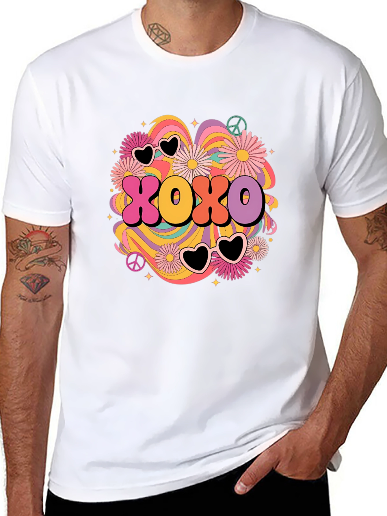 Black XOXO Retro Graphic Tee - Hugs & Kisses T-Shirt view 8