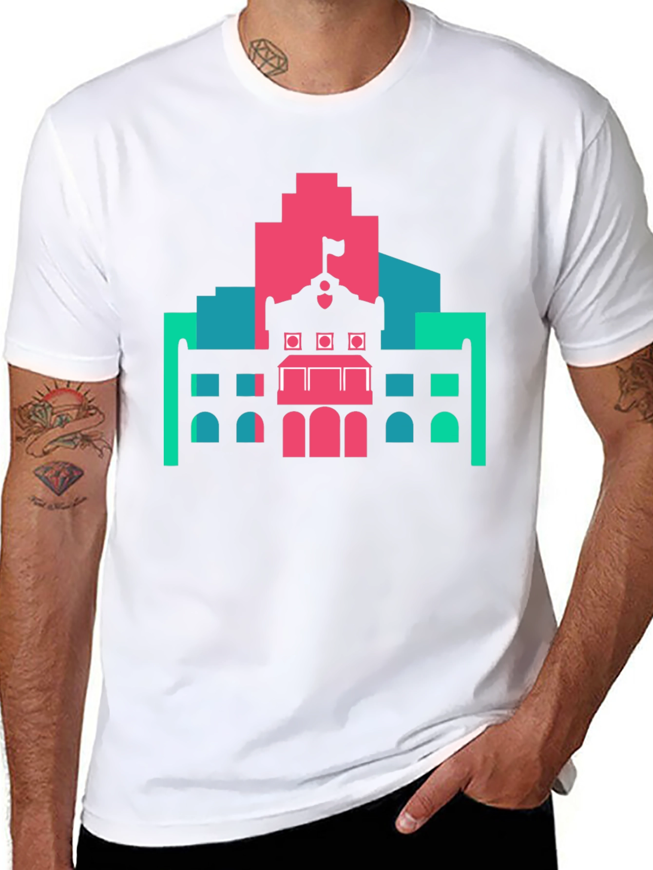 Black Architectural Graphic Tee - Modern Building Design view 8
