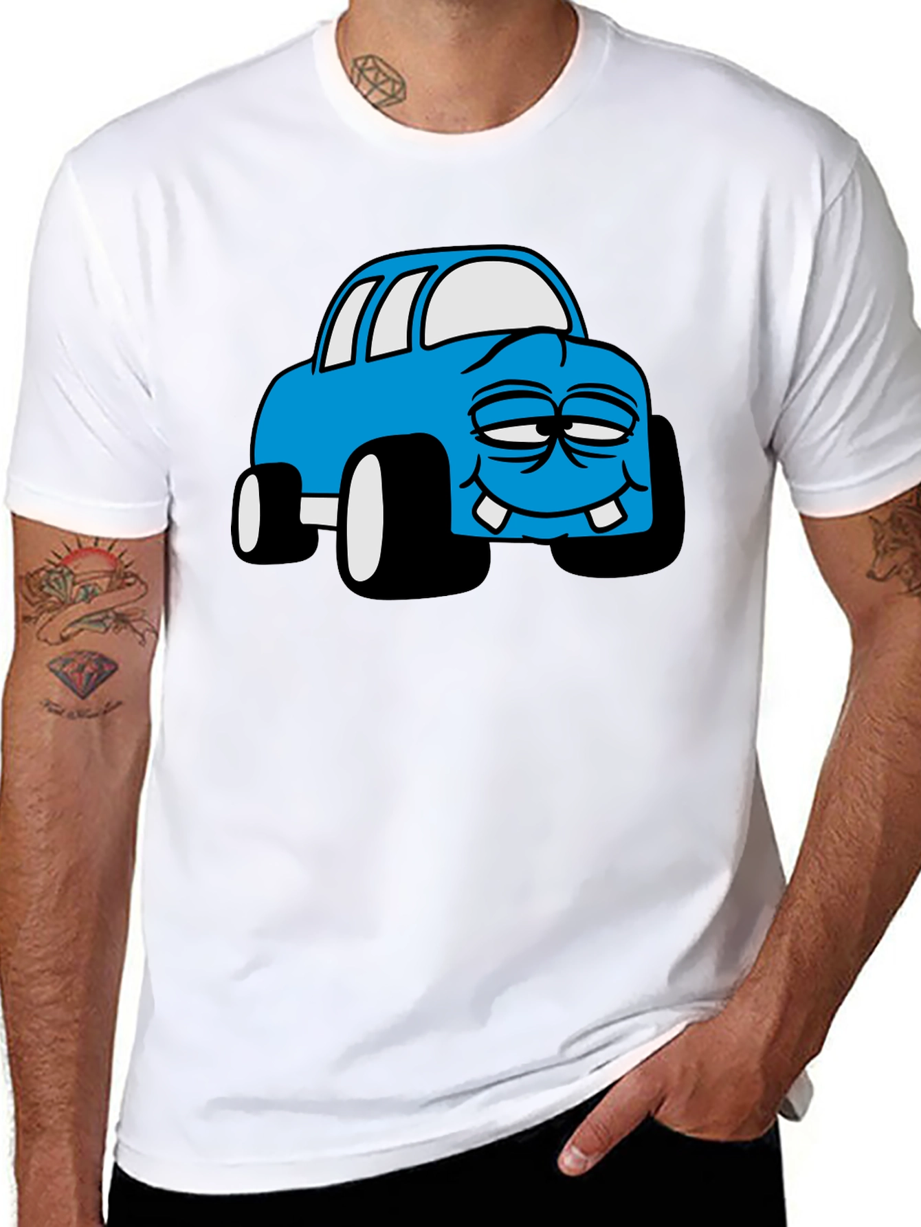 Black Cartoon Monster Car Graphic Black T-Shirt view 8