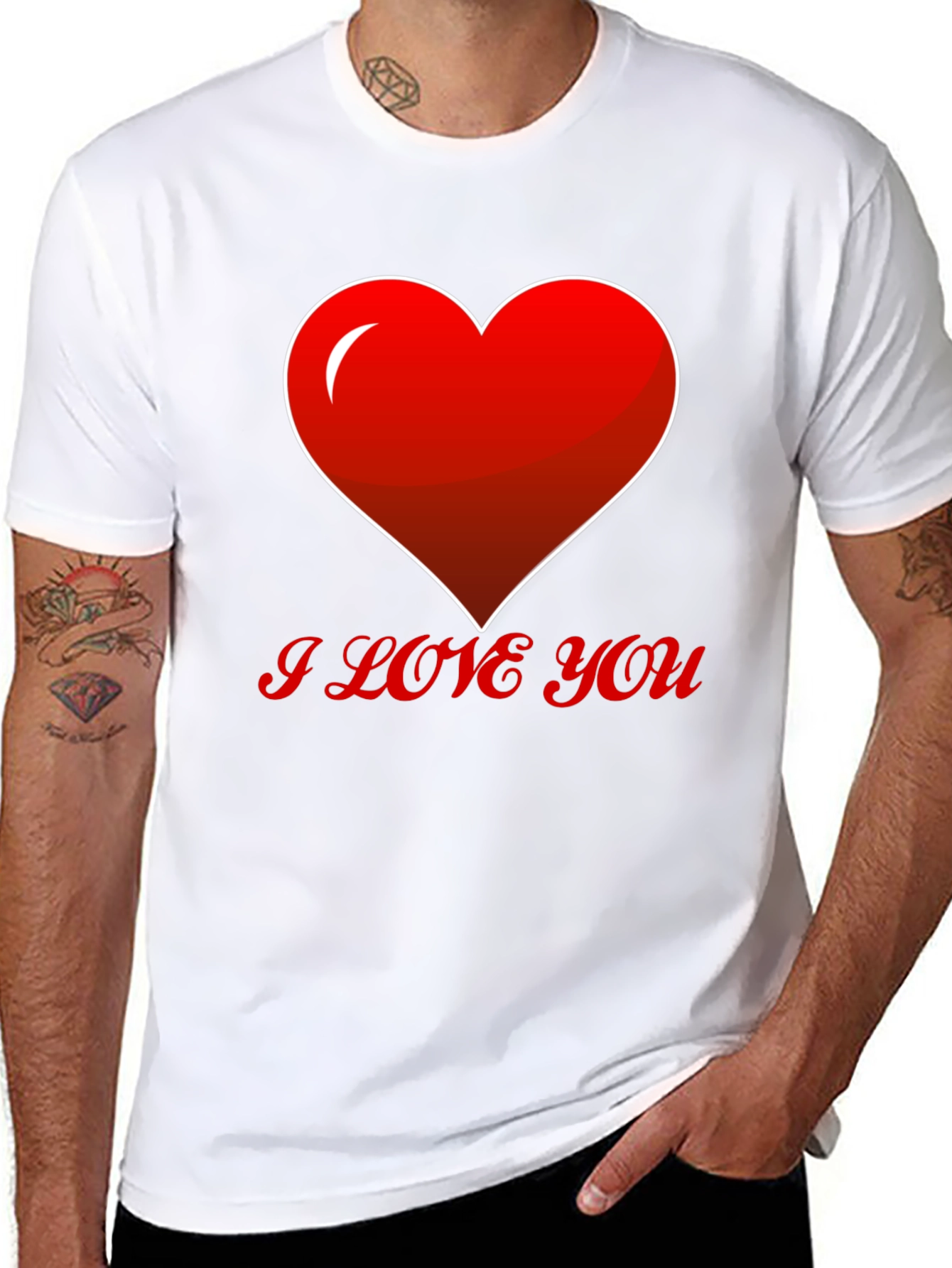 Black I Love You Heart T-Shirt view 8