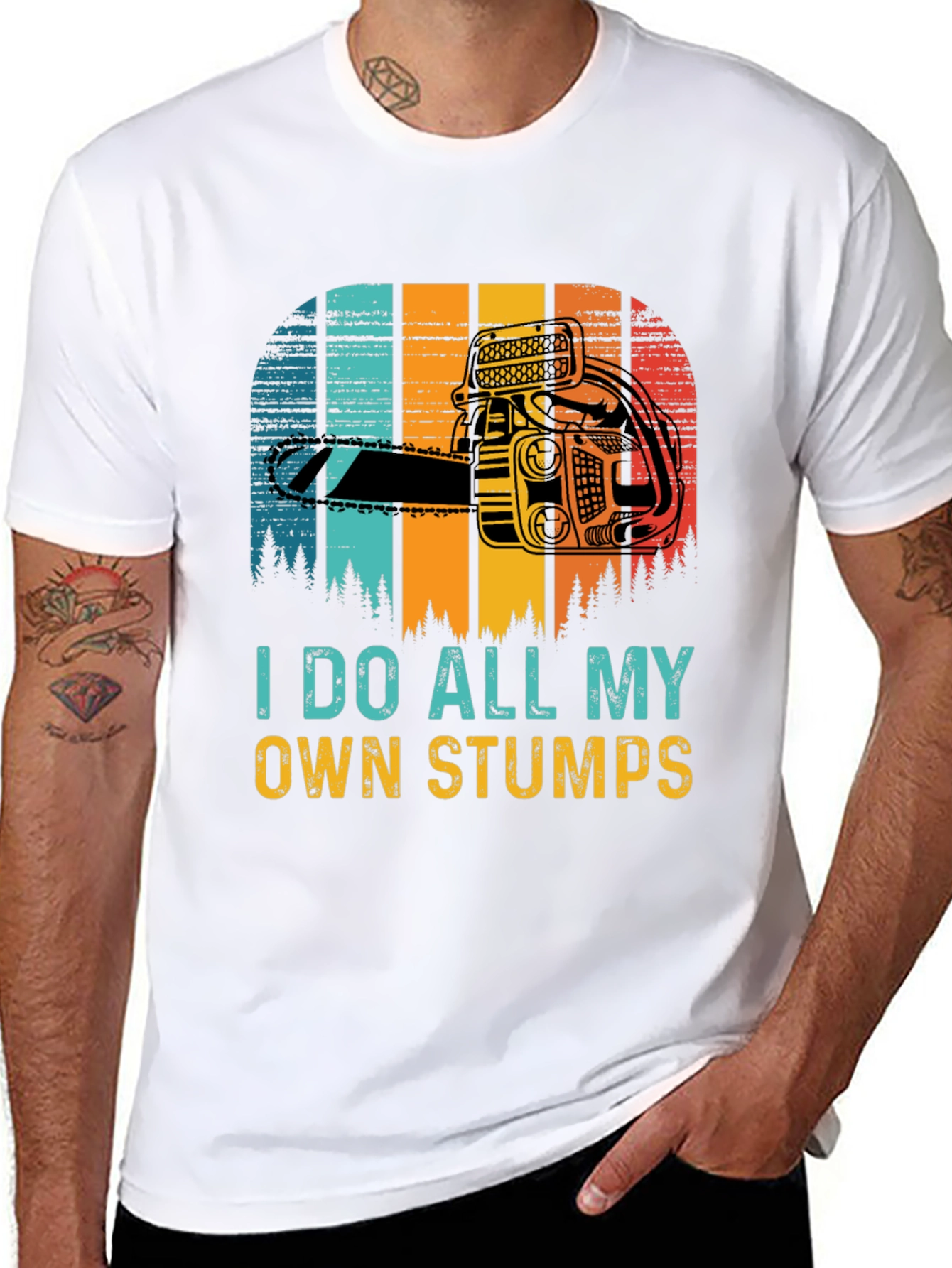 Black I Do All My Own Stumps Funny Graphic Tee view 8