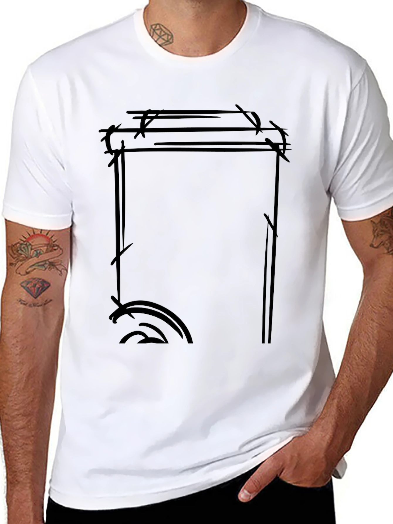 Black Edgy Graphic Print Black T-Shirt view 8