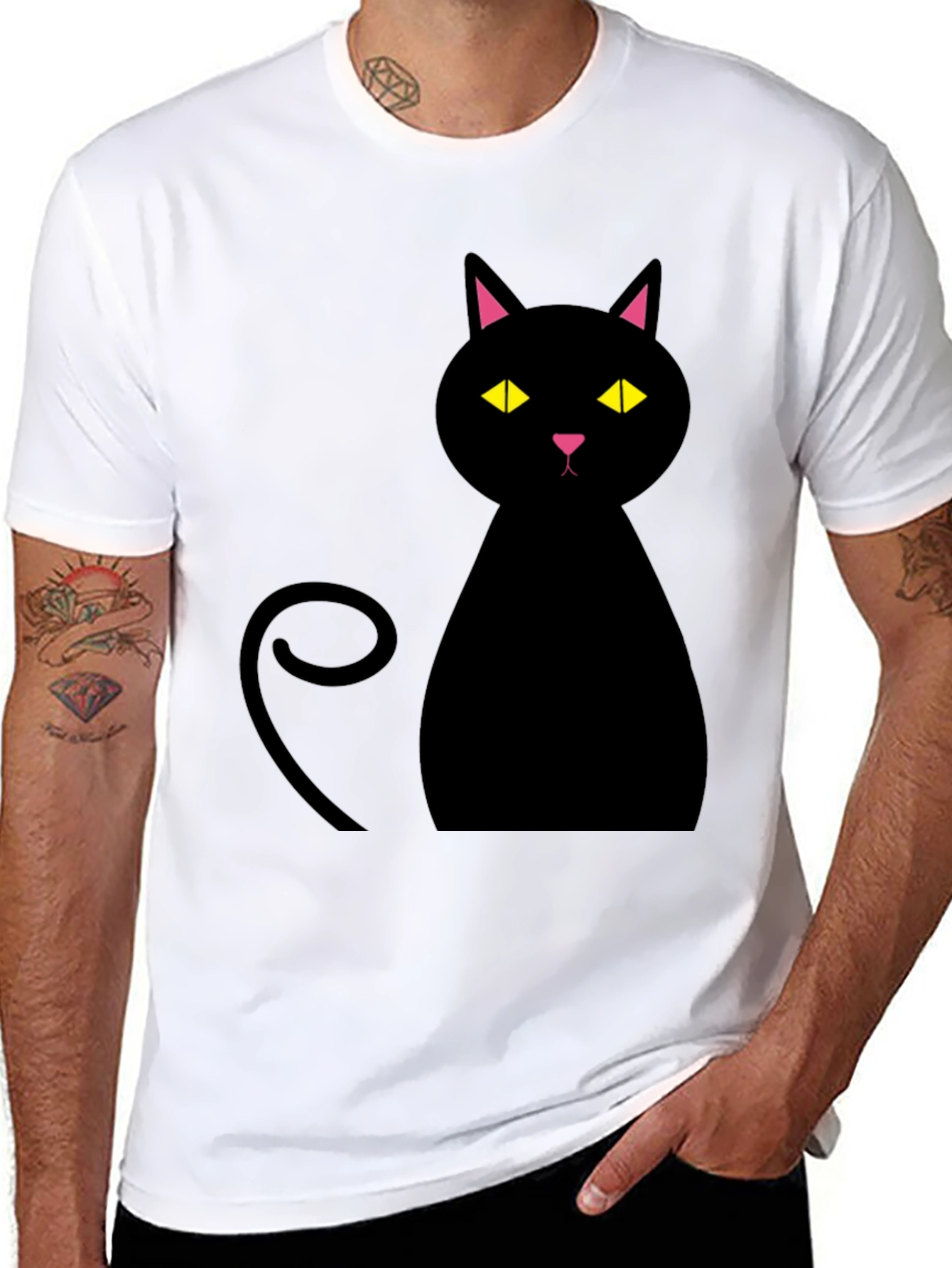 Black Black Cat Graphic T-Shirt - Mens Casual Tee view 8