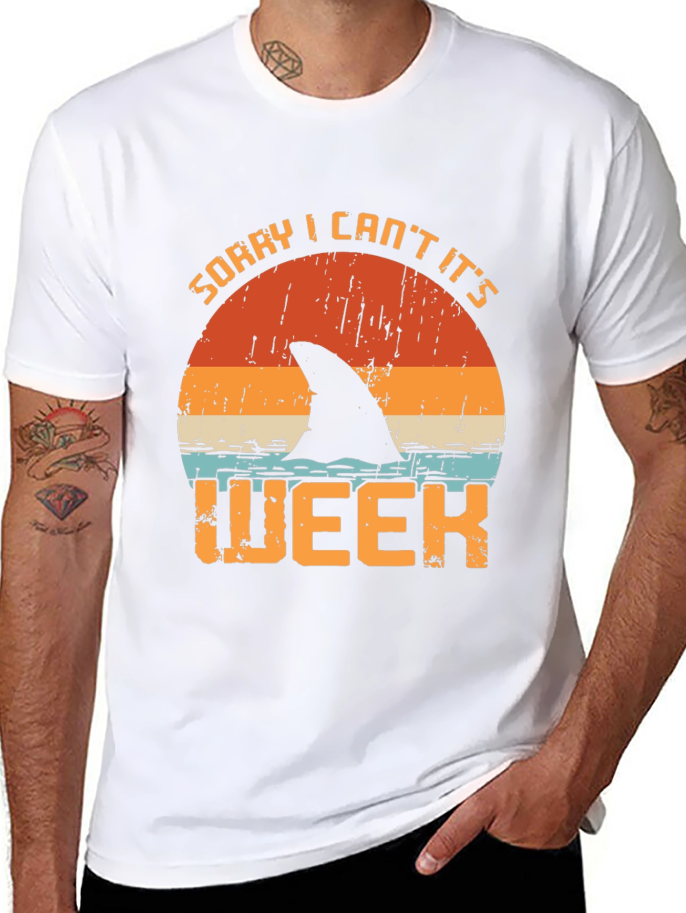 Black Sorry I Can't It's Shark Week T-Shirt view 8