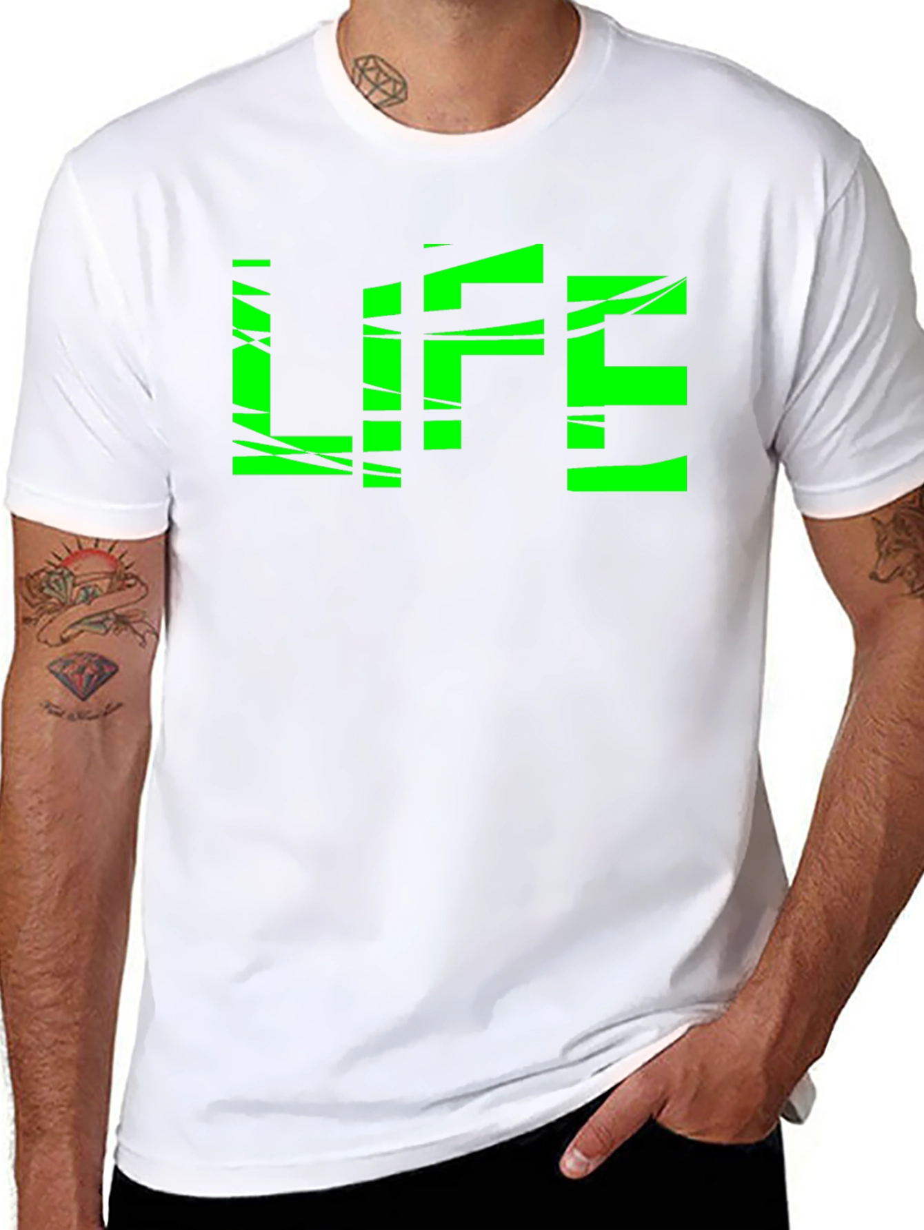 Black Green "LIFE" Graphic Black T-Shirt view 8