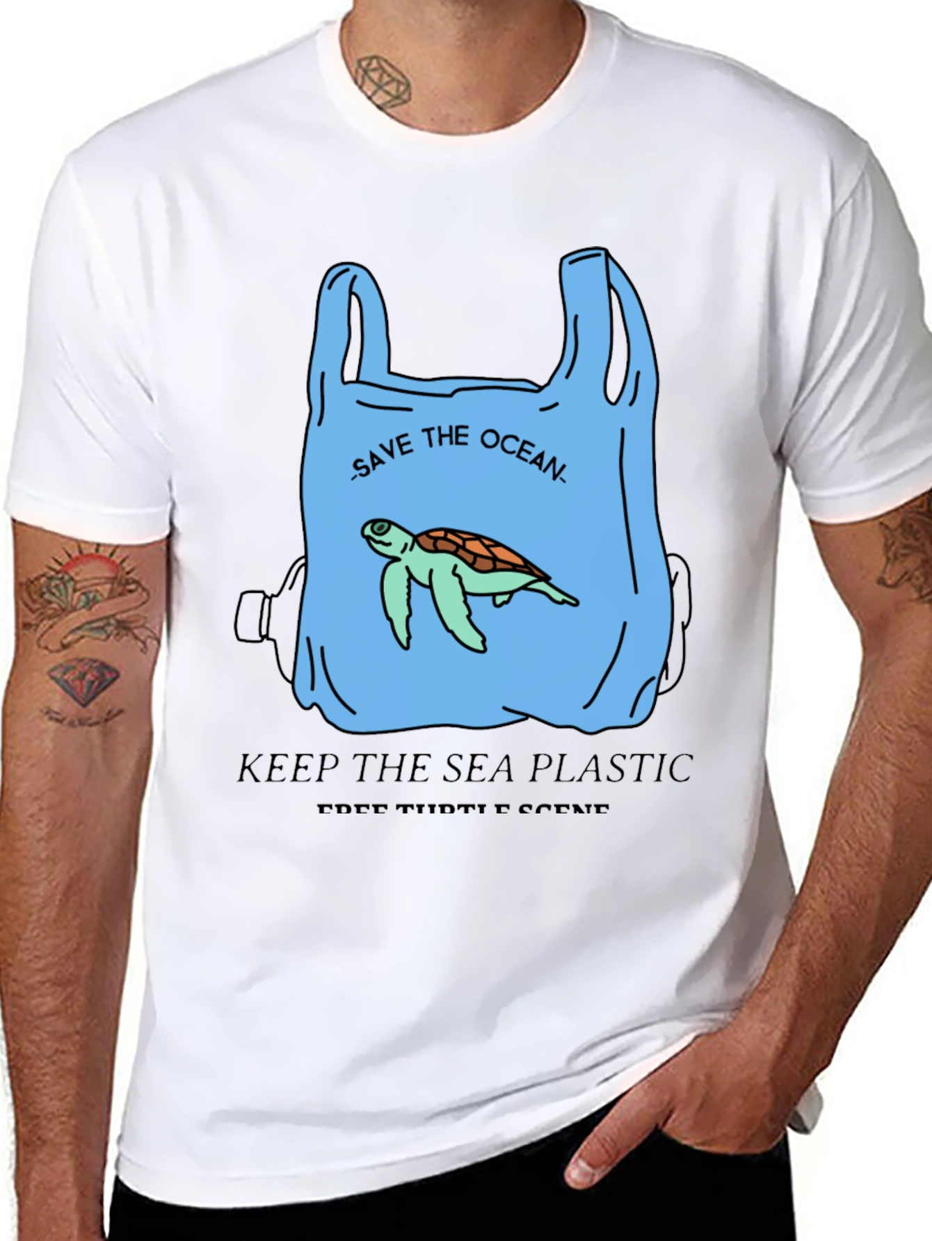 Black Save the Ocean Graphic Tee - Protect Sea Turtles view 8