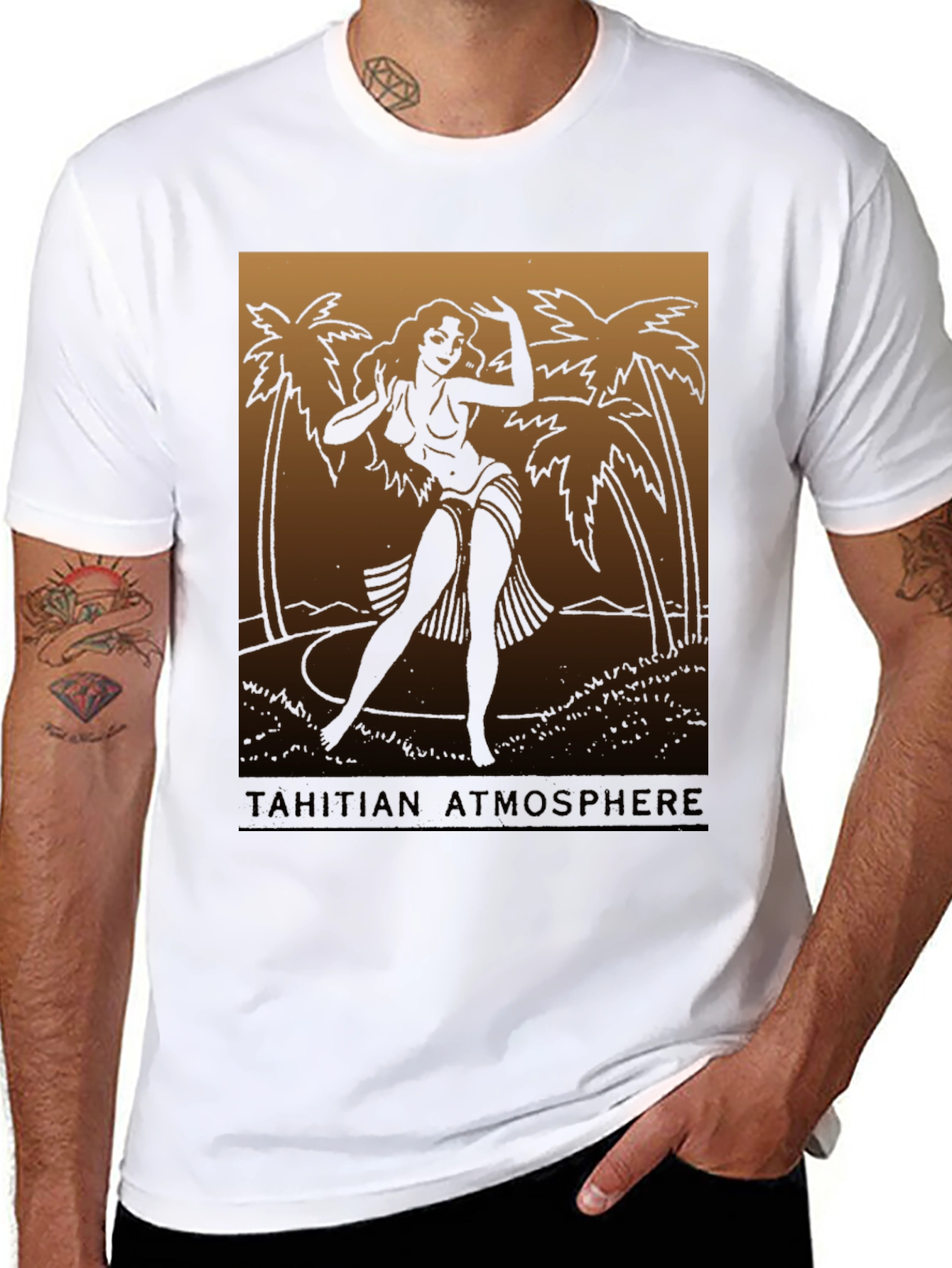 Black Tahitian Atmosphere Graphic Tee view 8
