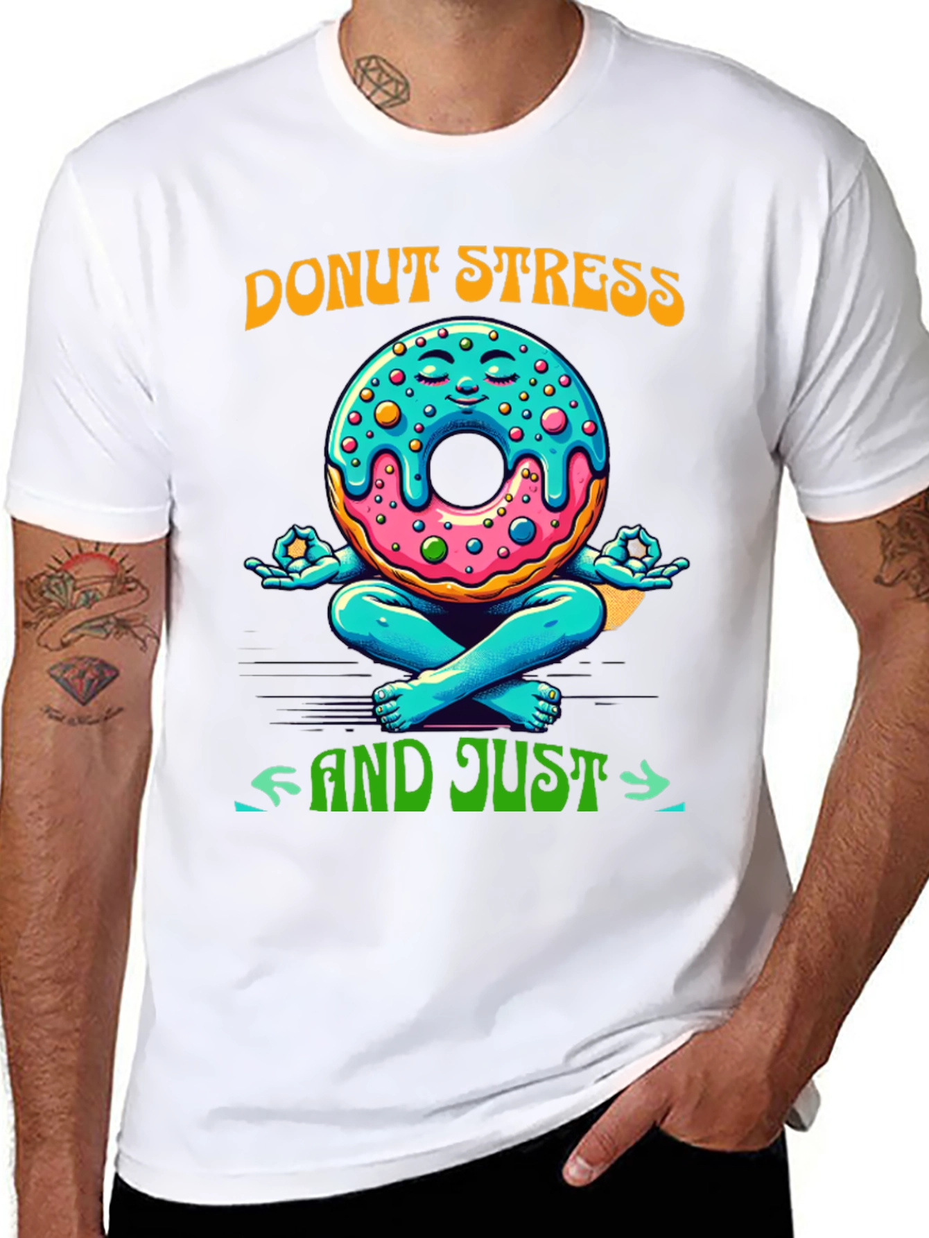Black Donut Stress Meditating Graphic Tee view 8