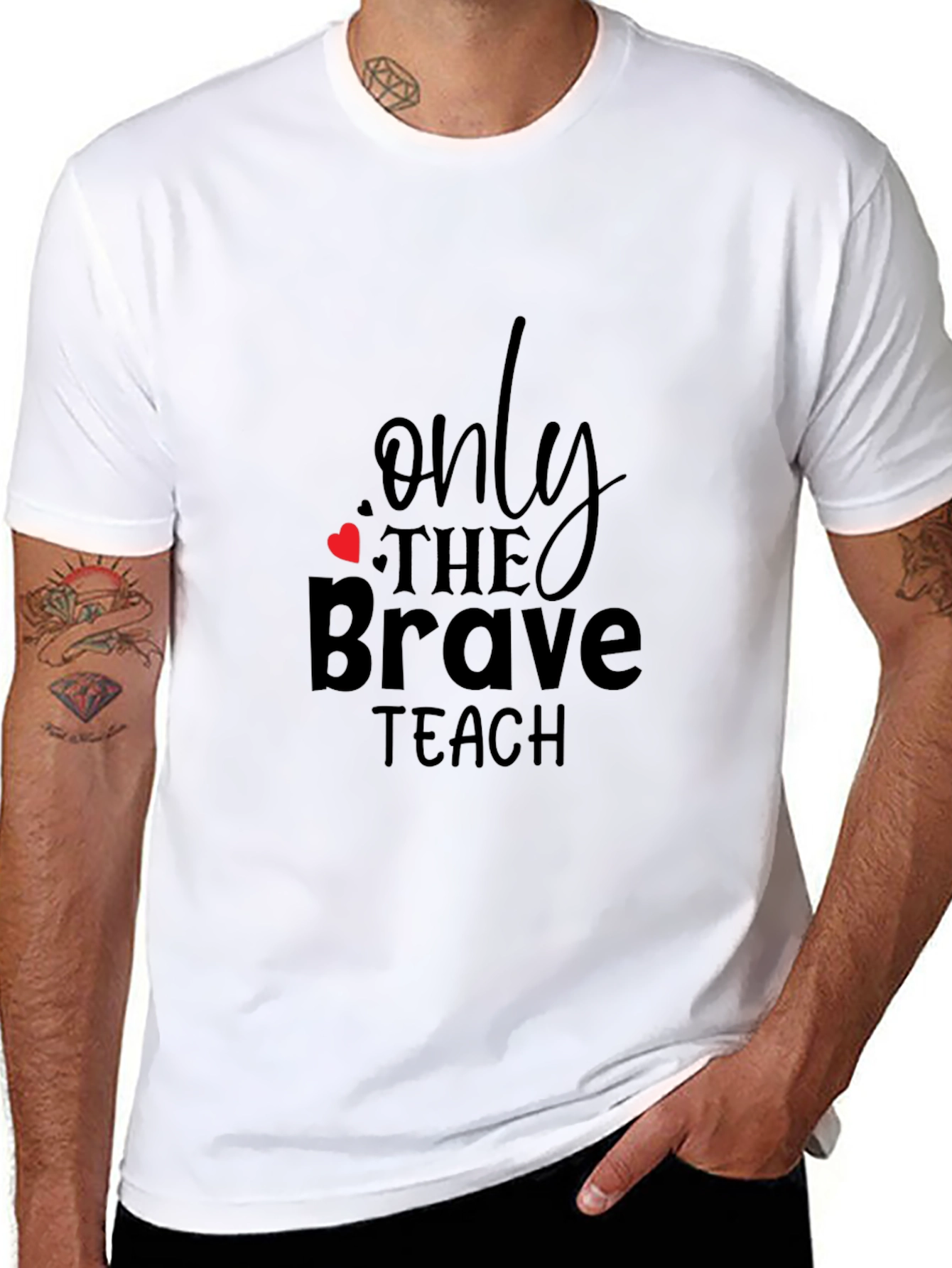 Black Only the Brave Teach Black T-Shirt view 8
