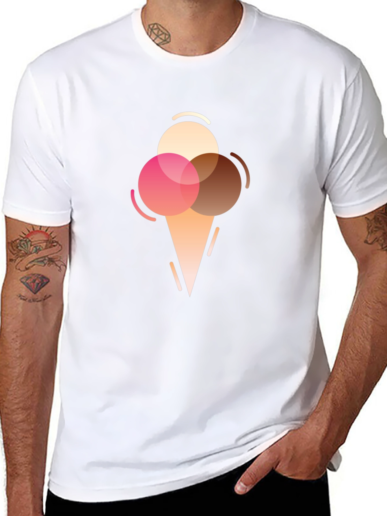 Black Ice Cream Graphic Tee - Modern Dessert Lover T-Shirt view 8