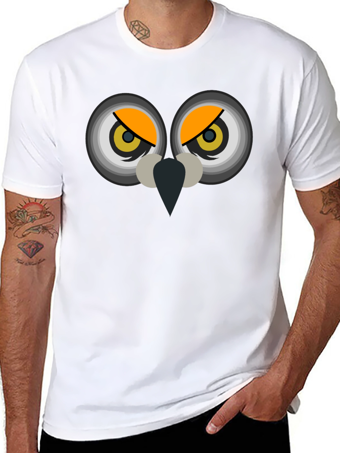 Black Owl Eyes Graphic T-Shirt - Men's Black Tee view 8