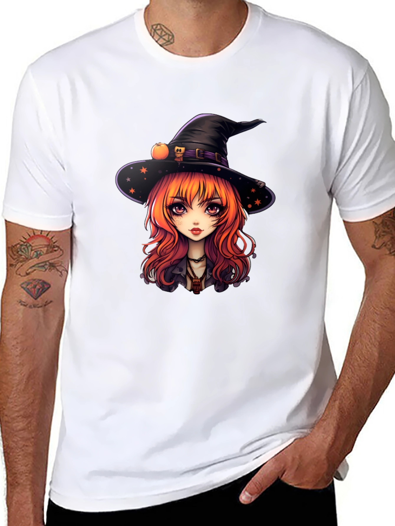 Black Whimsical Witch Girl T-Shirt view 8