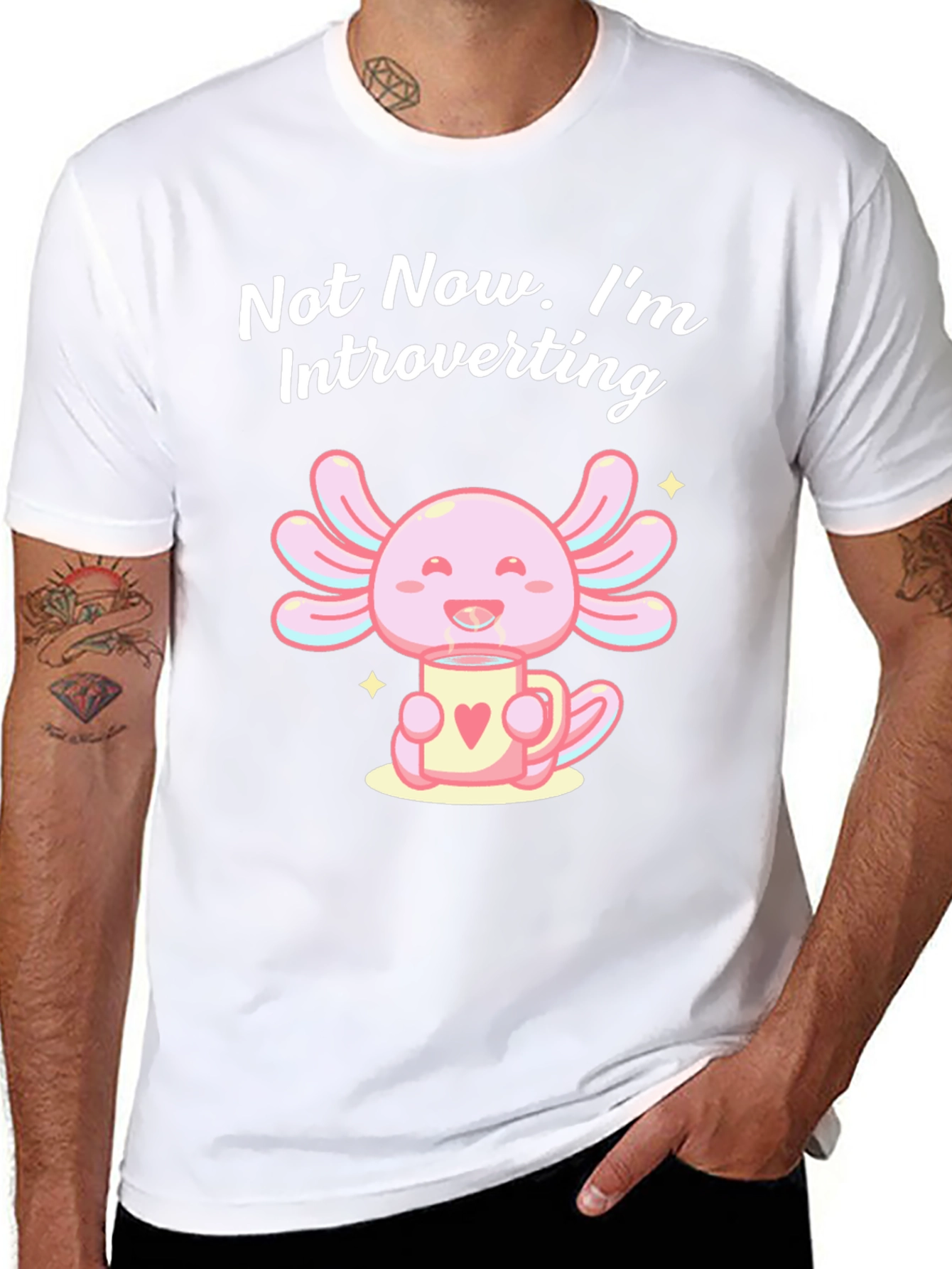 Black Introverting Axolotl Graphic T-Shirt view 8