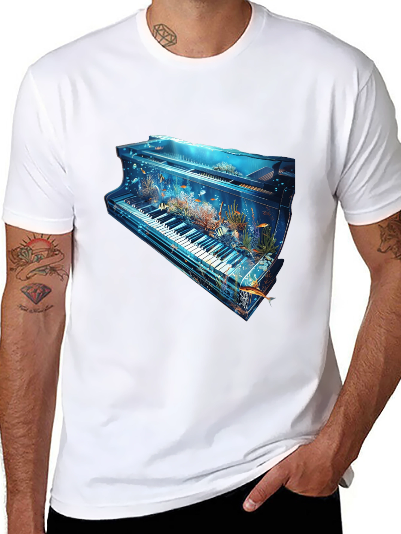 Aquatic Piano Graphic T-Shirt - 8