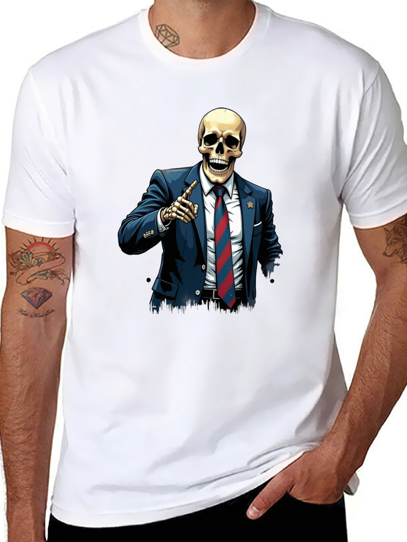 Black Skeleton Politician Graphic Tee view 8