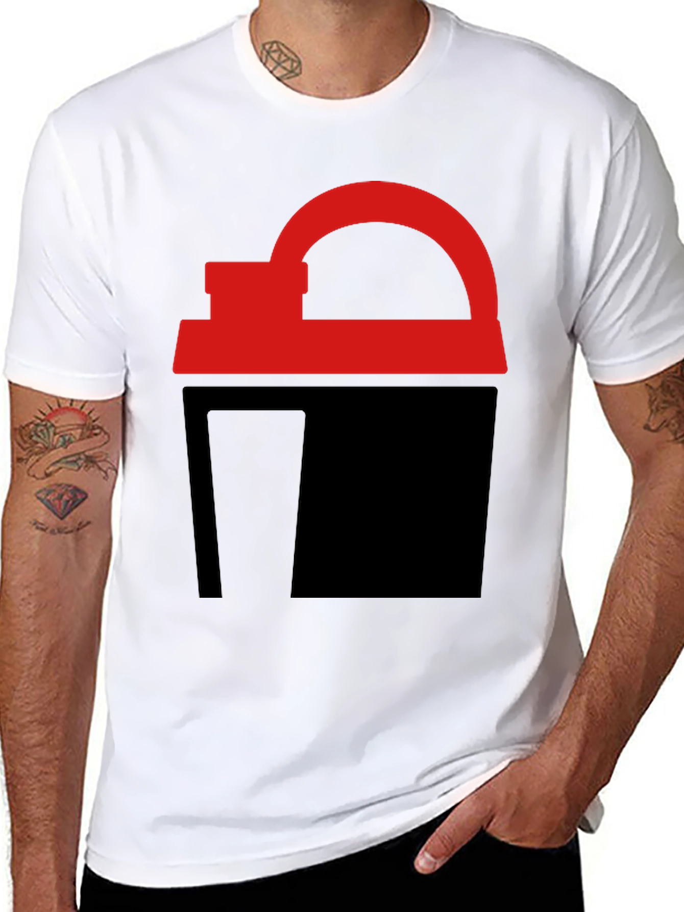 Black Abstract Red & Black Graphic Tee view 8