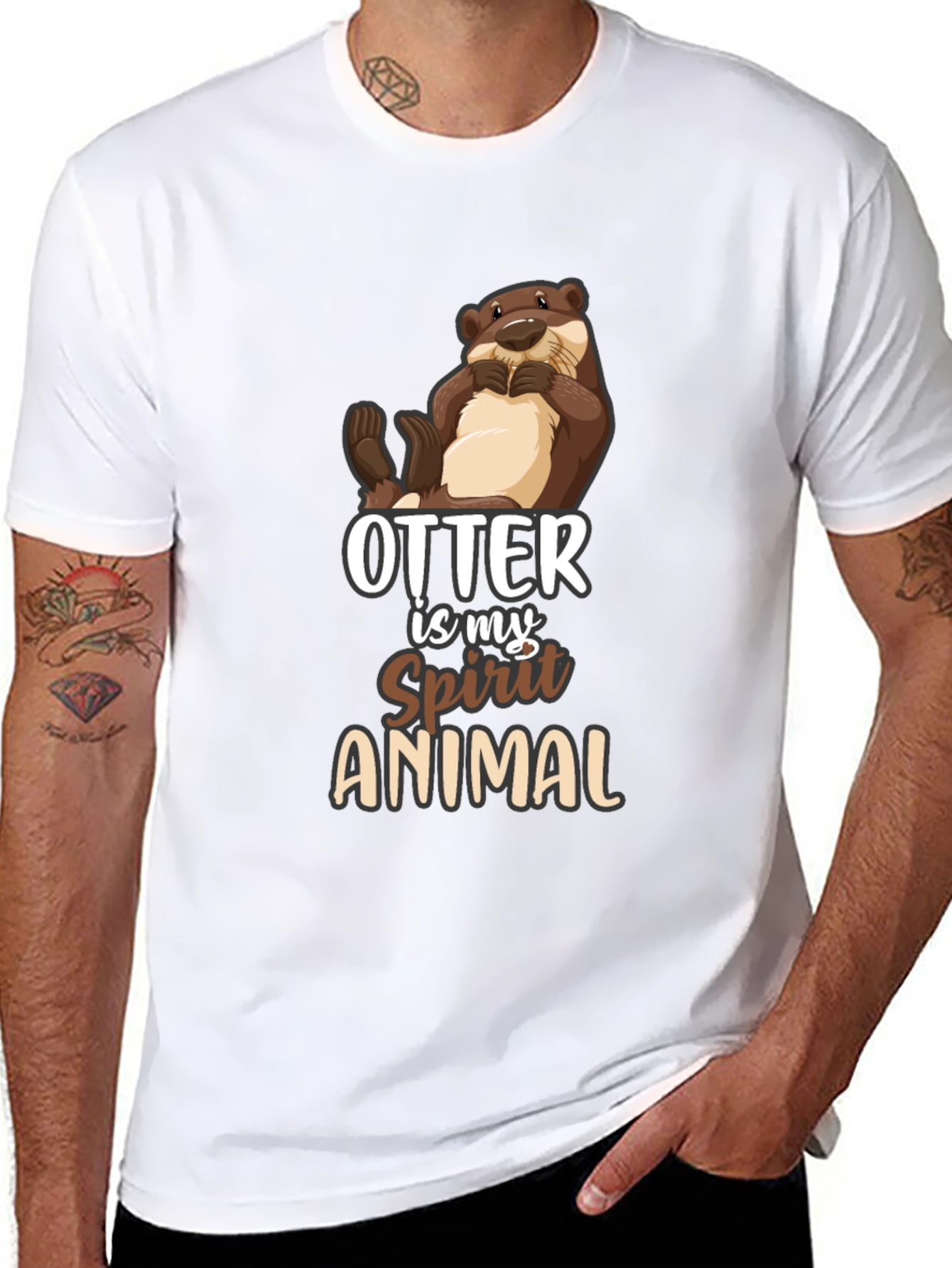 Black Otter Spirit Animal Black T-Shirt view 8