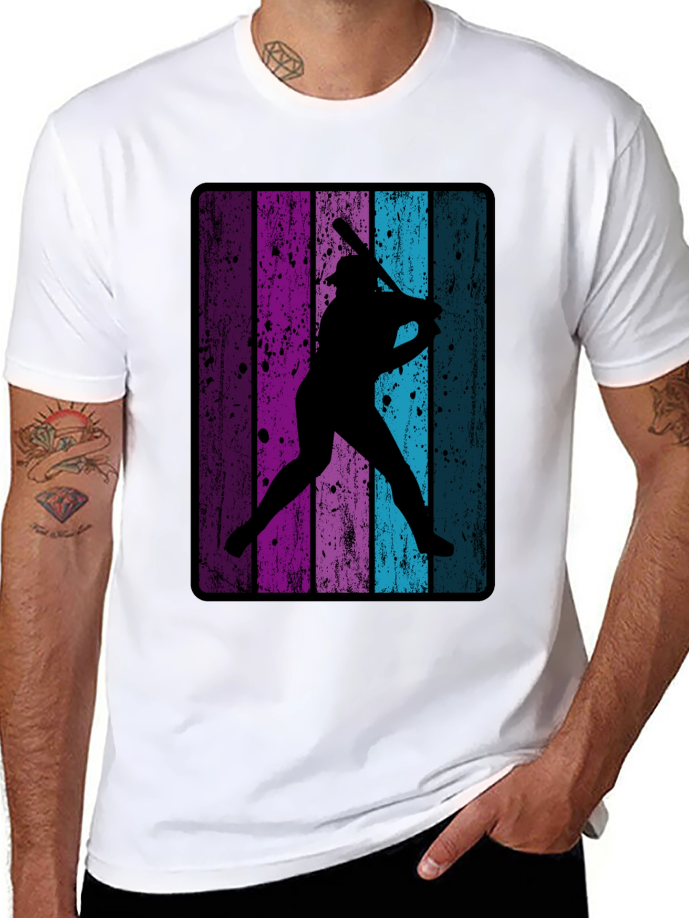 Black Retro Baseball Player T-Shirt view 8