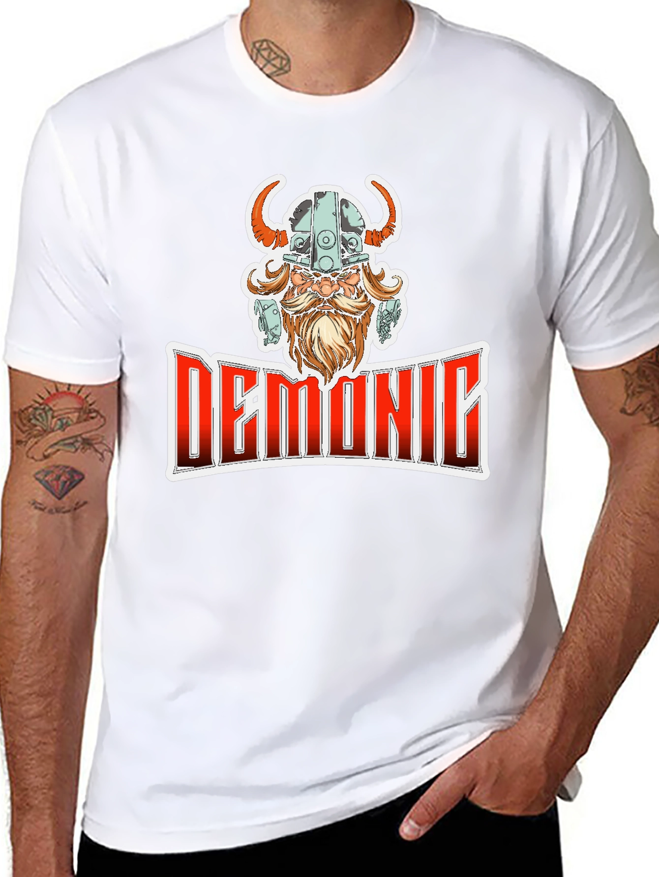 Black Demonic Viking T-Shirt - Black Cotton Blend Tee view 8