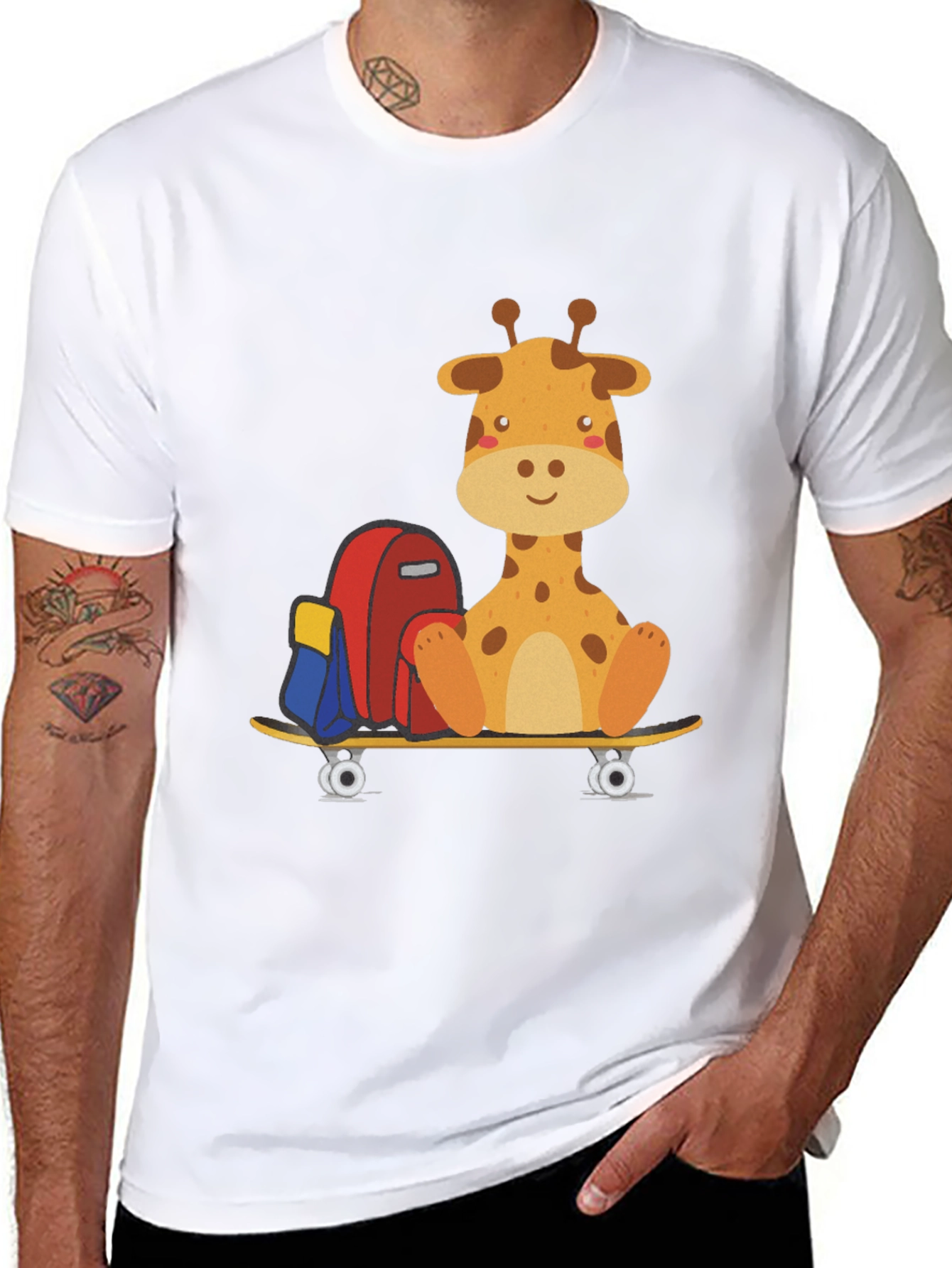 Black Giraffe Skateboard T-Shirt - Cool Graphic Tee view 8