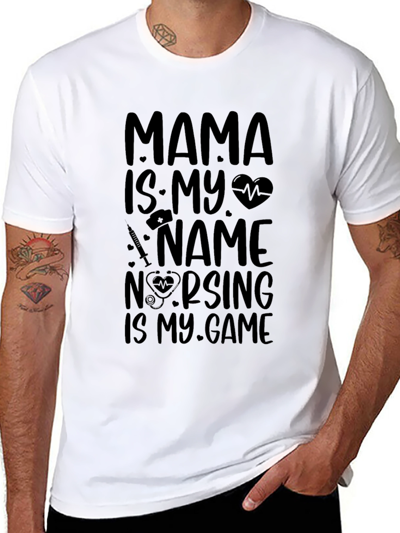 Black Mama Nursing Game T-Shirt view 8