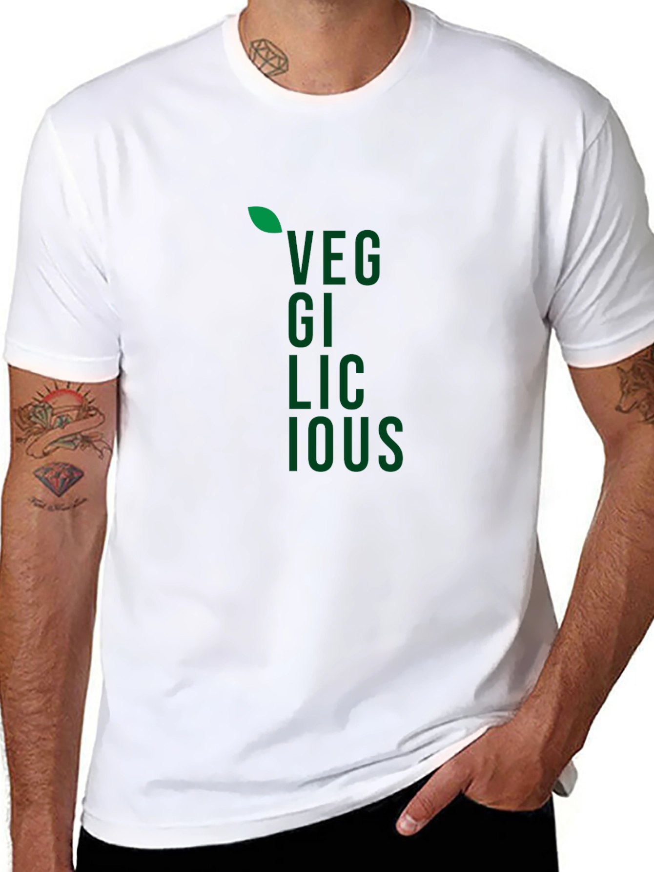 Black Veggilicious T-Shirt - Black Cotton Vegan Style Tee view 8