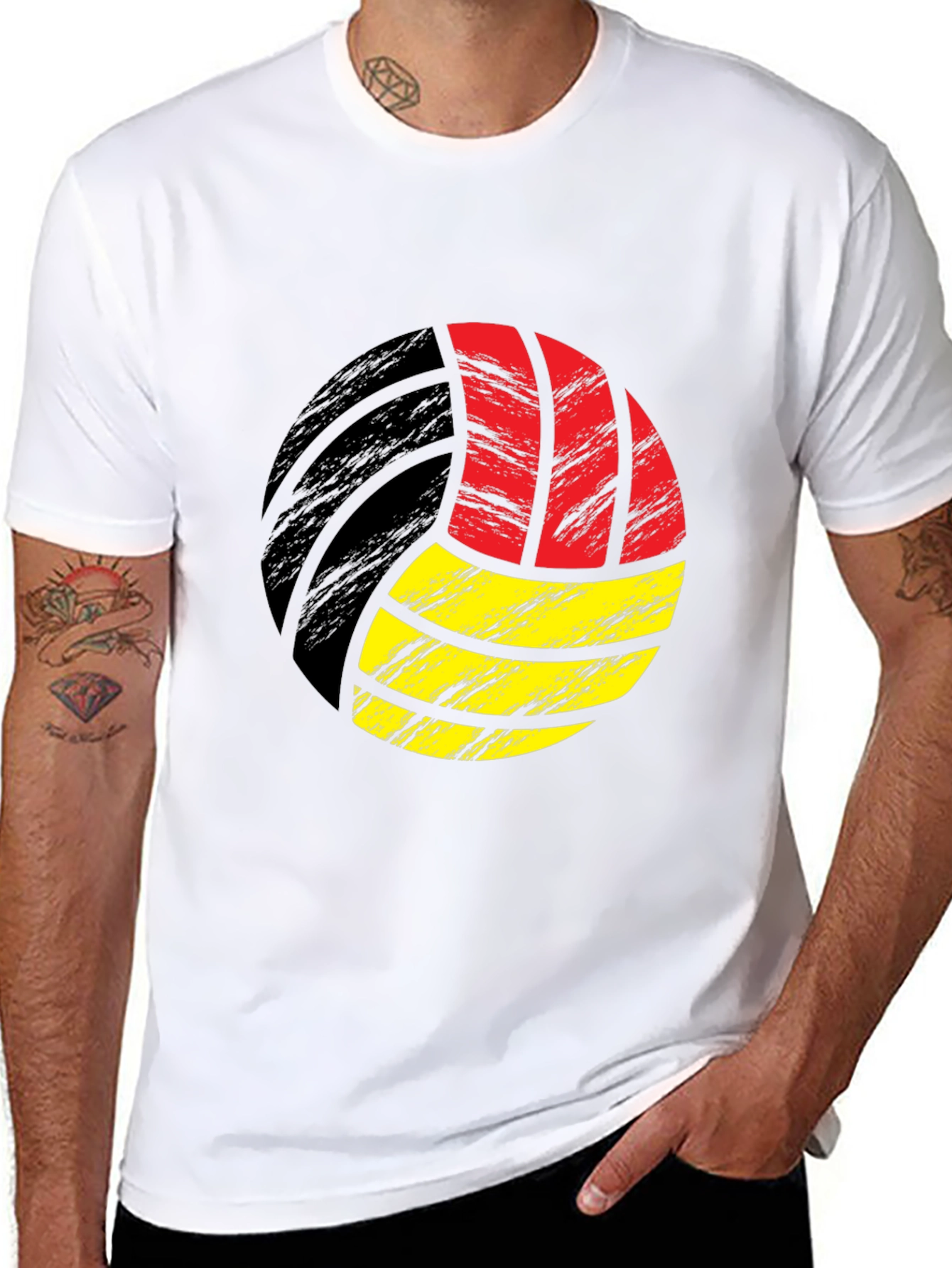 Black Germany Flag Volleyball Graphic T-Shirt view 8