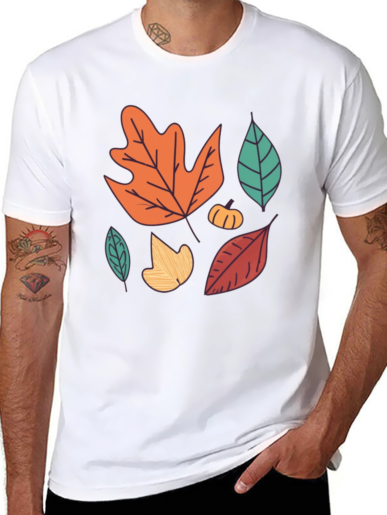 Black Autumn Leaves Graphic Tee - Fall Season Shirt view 8