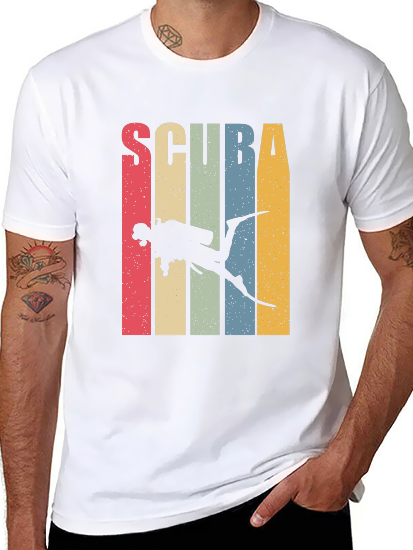 Black Scuba Diving Retro T-Shirt view 8