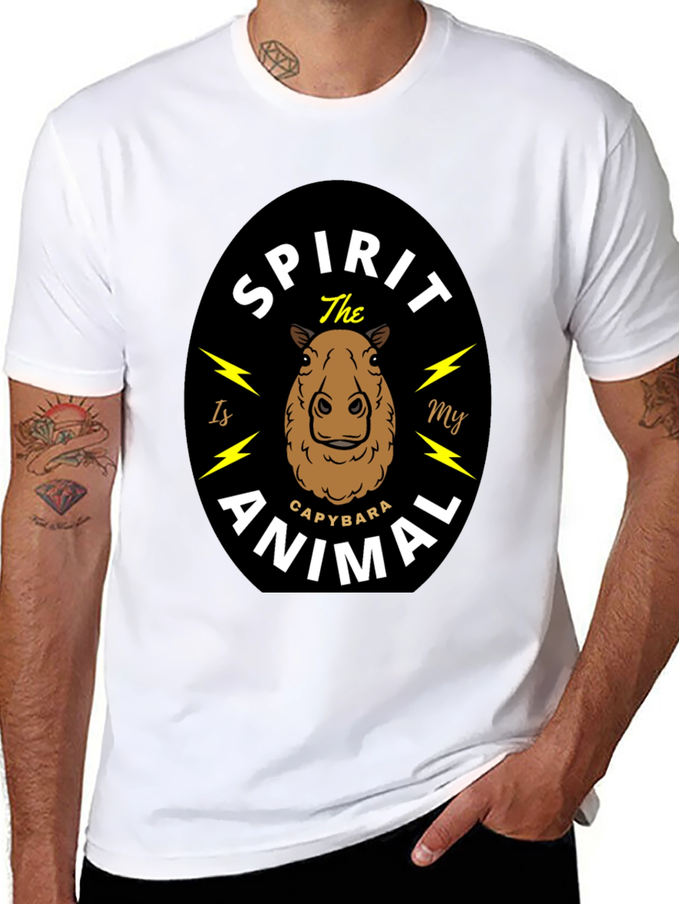 Black Capybara Spirit Animal T-Shirt - Unisex Black Tee view 8