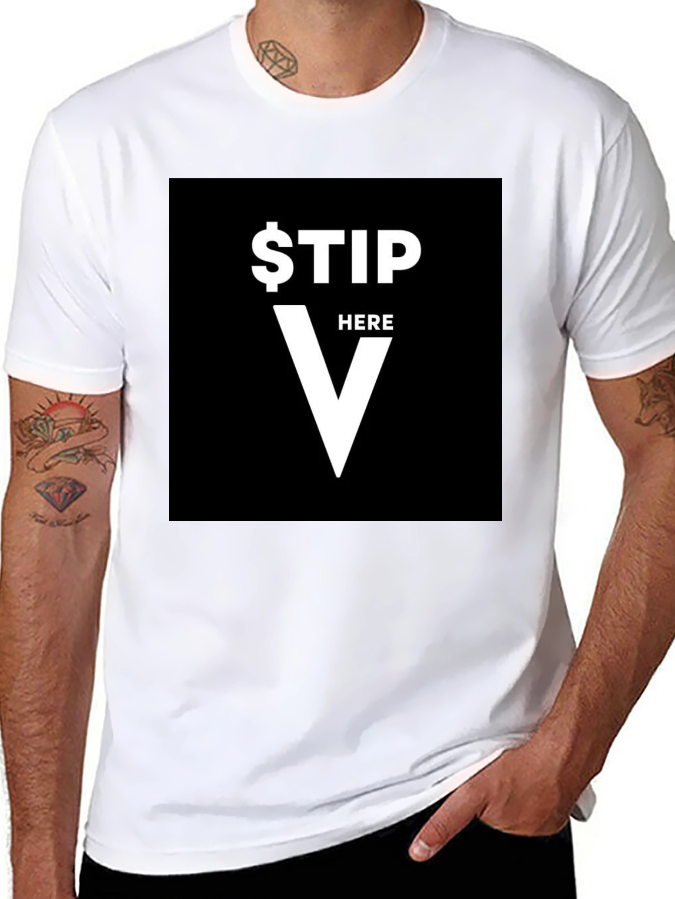 Black Tip Here T-Shirt - Funny Waiter Server Tee view 8