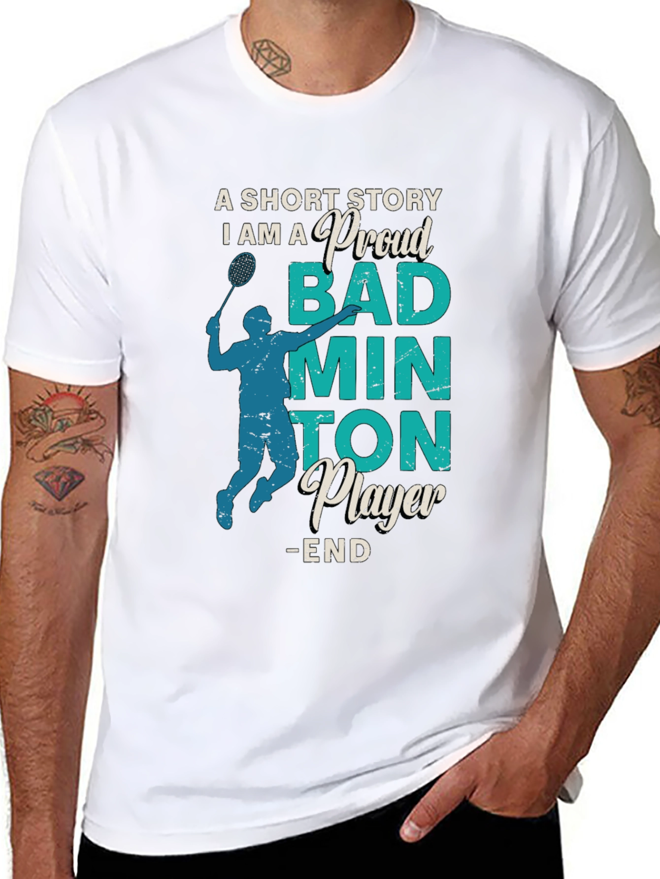 Black Proud Badminton Player Graphic Tee view 8