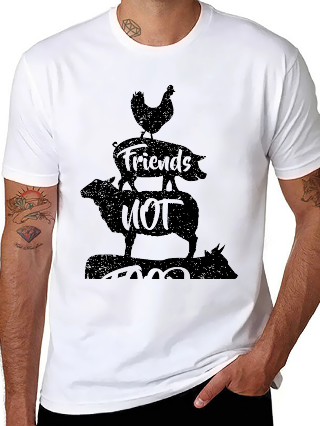 Black Vegan Friends Not Food T-Shirt view 8