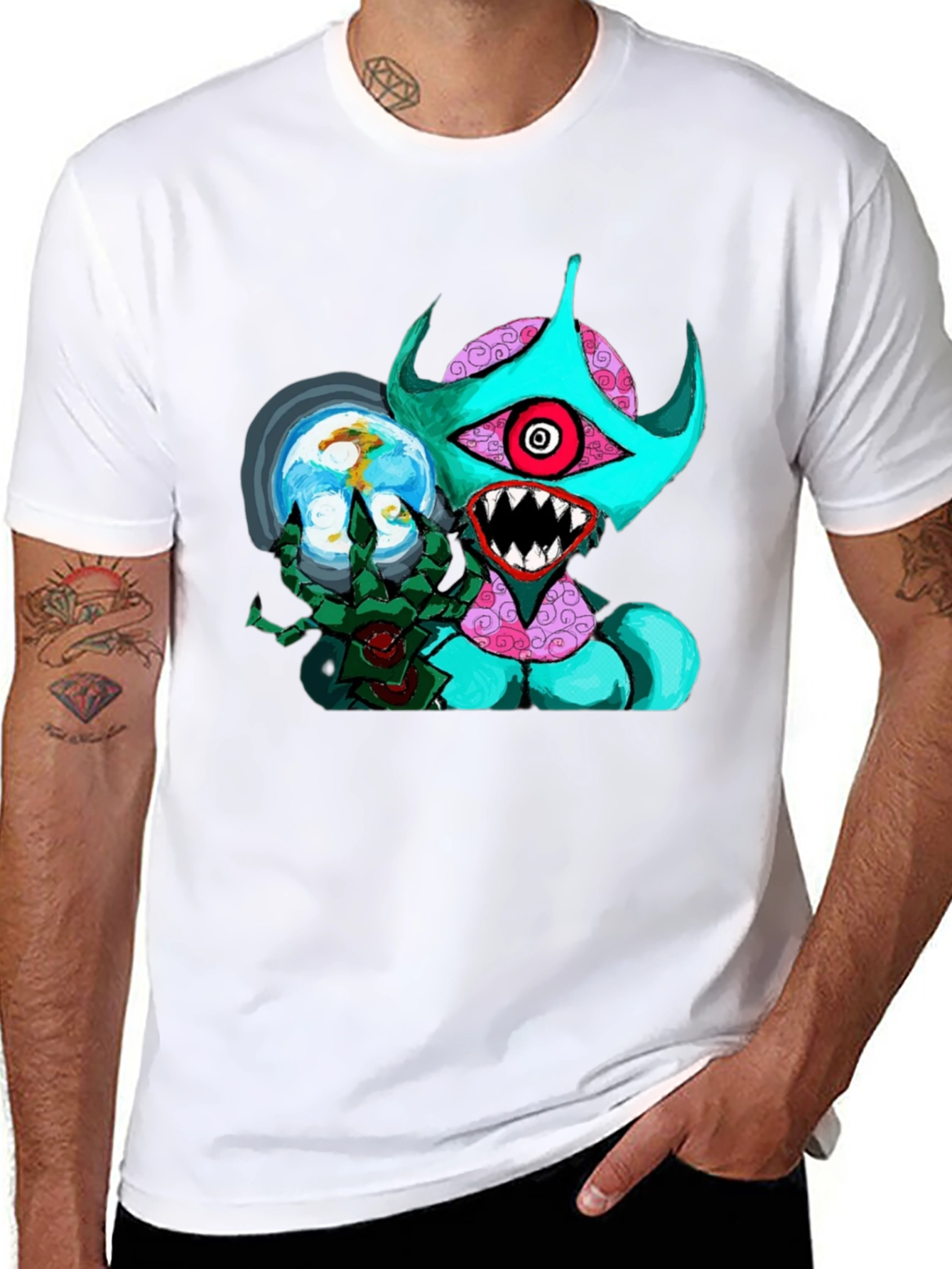 Black Monster Graphic Black T-Shirt - Unique Design view 8