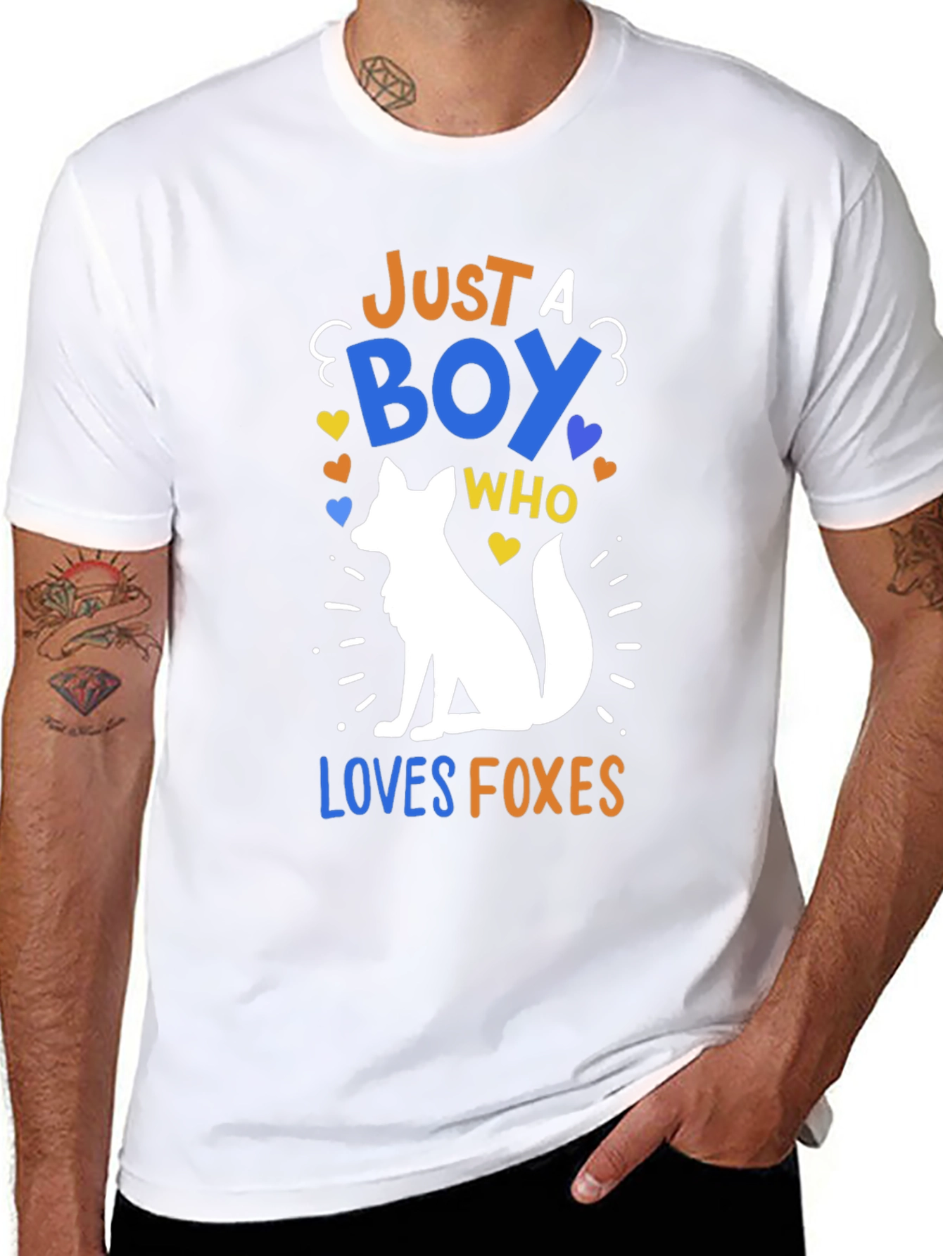 Black Boy Loves Foxes Graphic Tee - Trendy Animal Lover T-Shirt view 8
